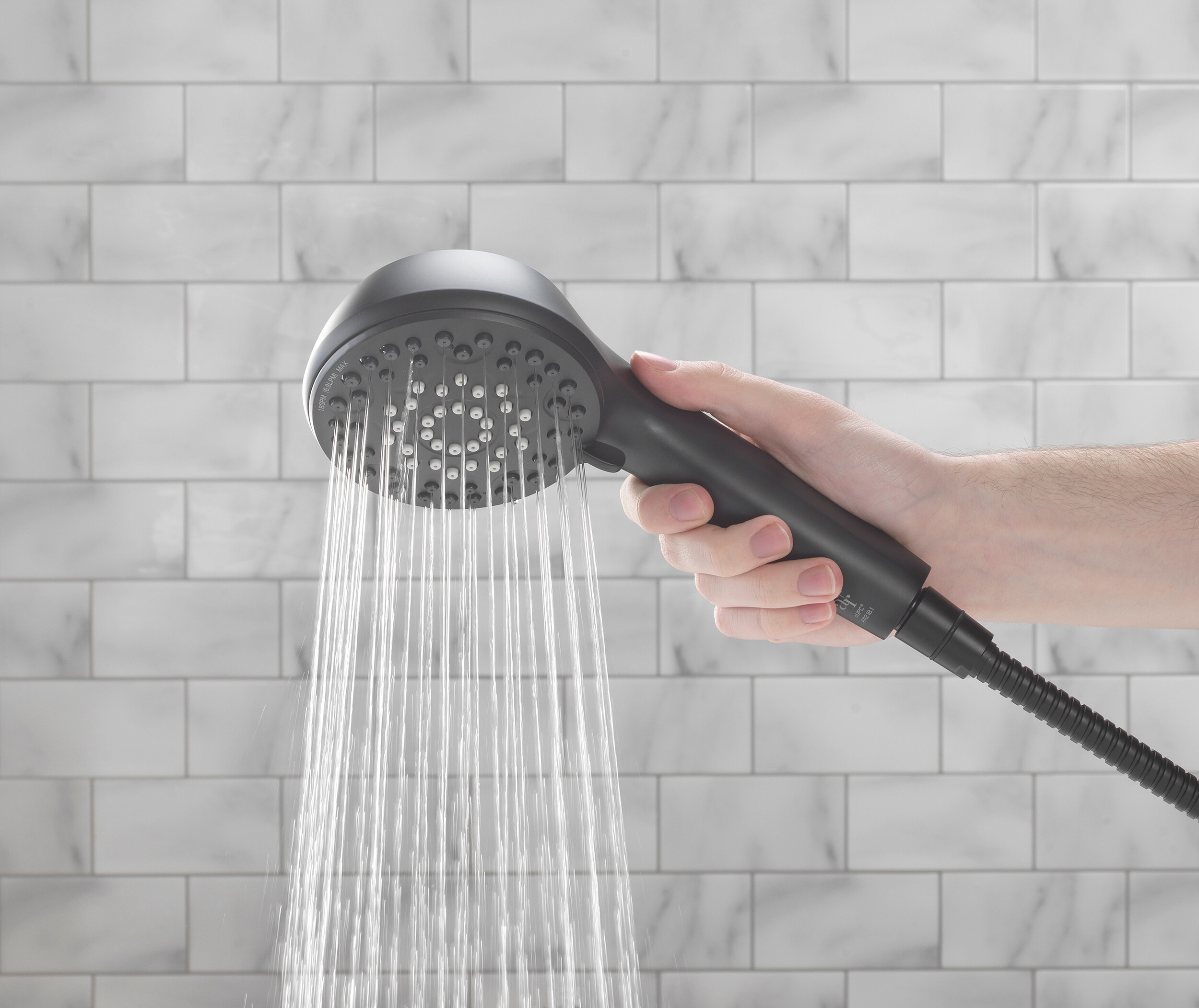 allen + roth Galway Matte Black Round Handheld Shower Head 1.8GPM (6.8