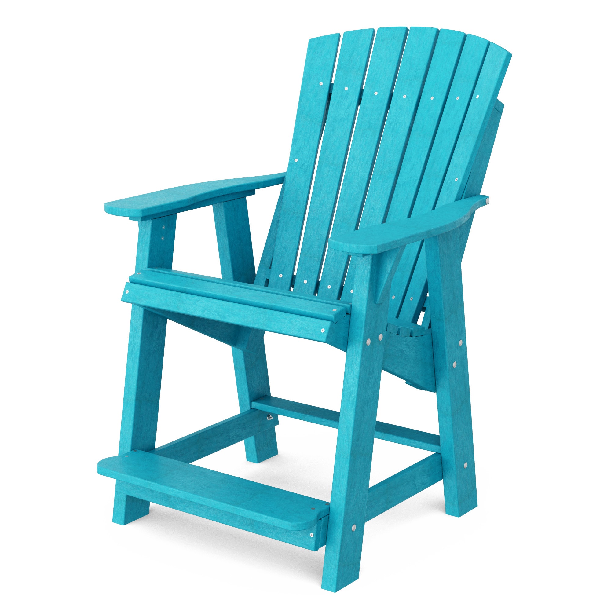 Wildridge LCC-119-AB Heritage High Aruba Blue HDPE Frame Stationary Adirondack Chair with Slat Seat