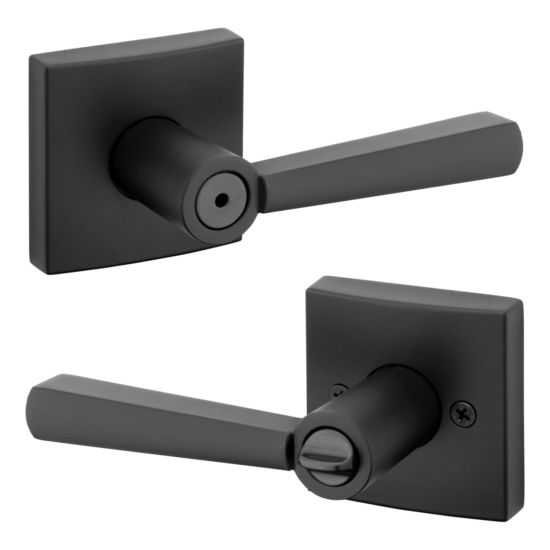 Baldwin 353SPL SQR 514 CP Prestige Spyglass Matte black Interior Bed/Bath Privacy Door Handle