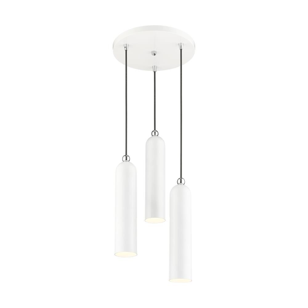 Livex Lighting Ardmore 3 Light Shiny White Moderncontemporary Cylinder Hanging Pendant Light In 7860