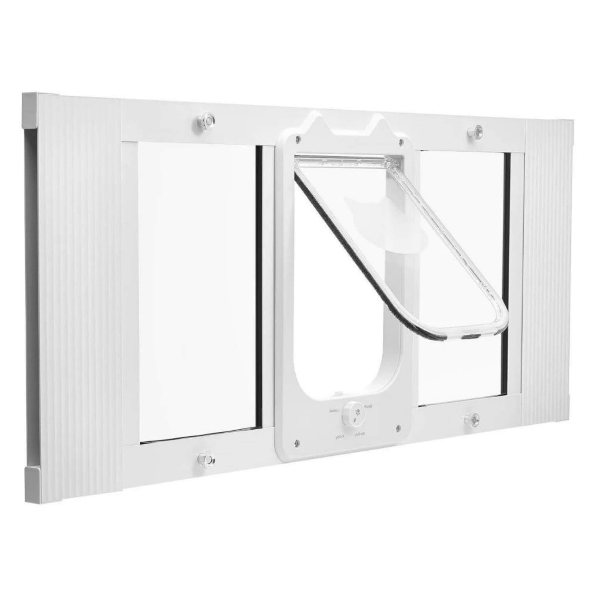 YOSIMFUR Adjustable Length Cat Door for Window Freestanding Indoor Pet Entry Door Flexible Size Window Mounted Cat Door for Home Indoor Pet Use