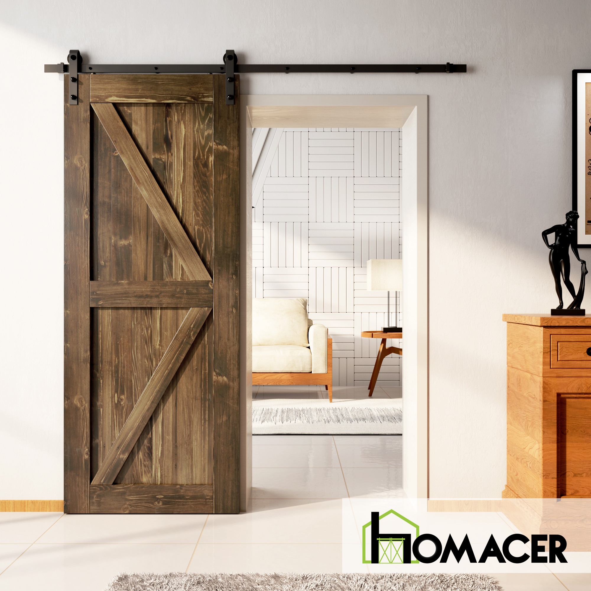 HOMACER 3080F-WALNUT Barn-Doors - View #2
