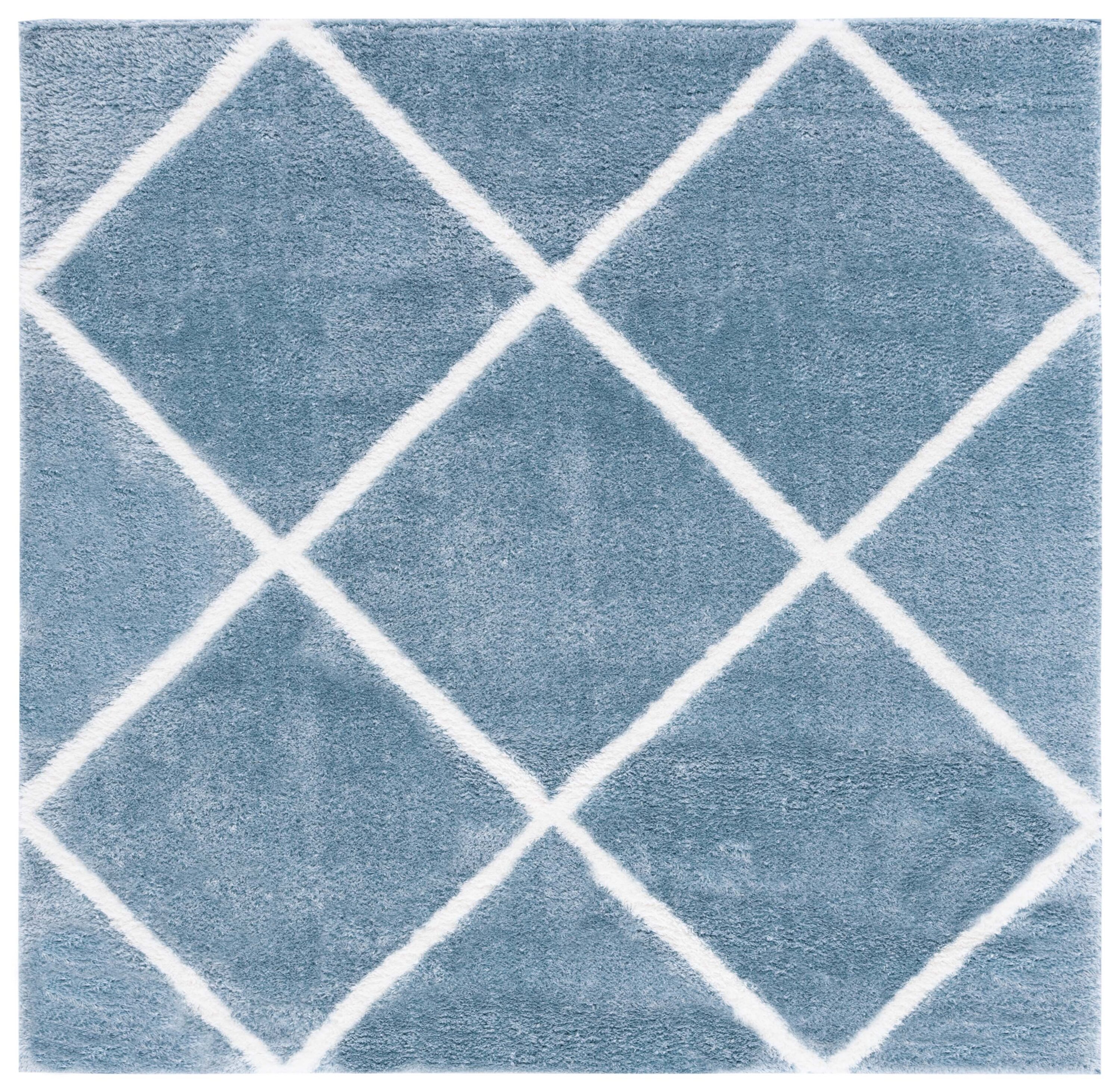 Safavieh THO676M-7SQ 7 x 7 (ft) Loomed Polypropylene Blue/White Square Indoor Trellis Mid-Century Modern Area rug