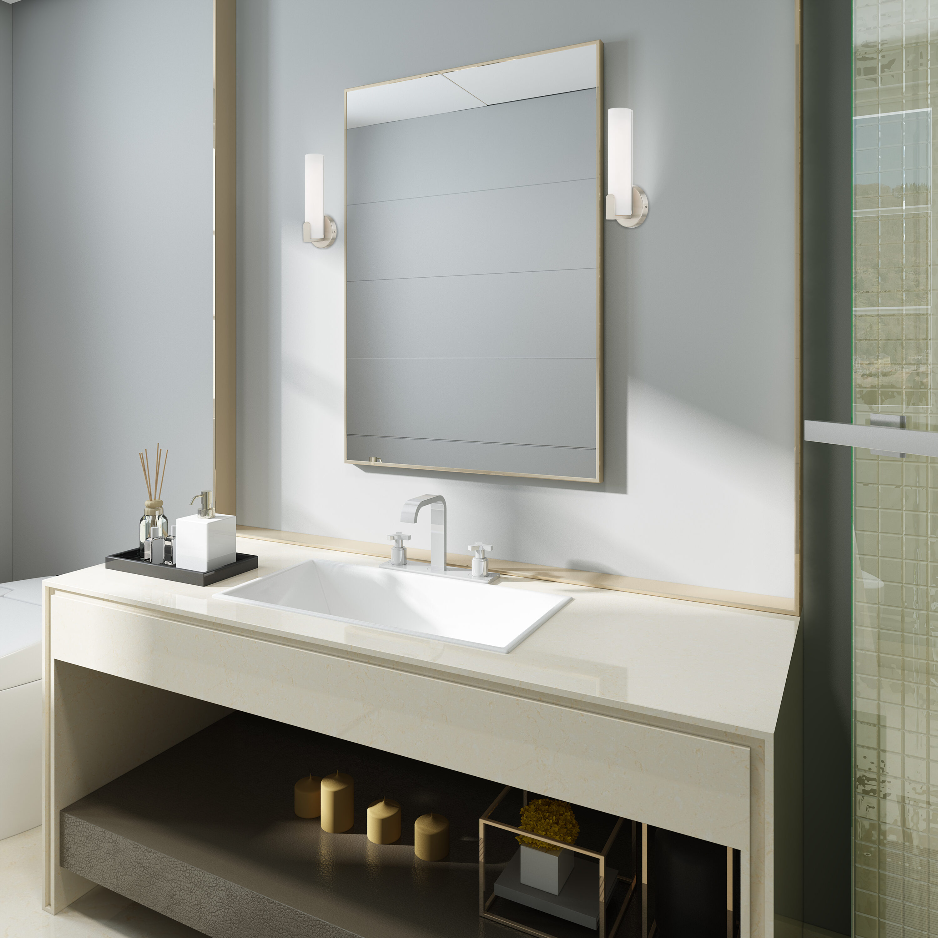 Lund 10W LED Brushed Nickel Wall Sconce with Satin White Shade
