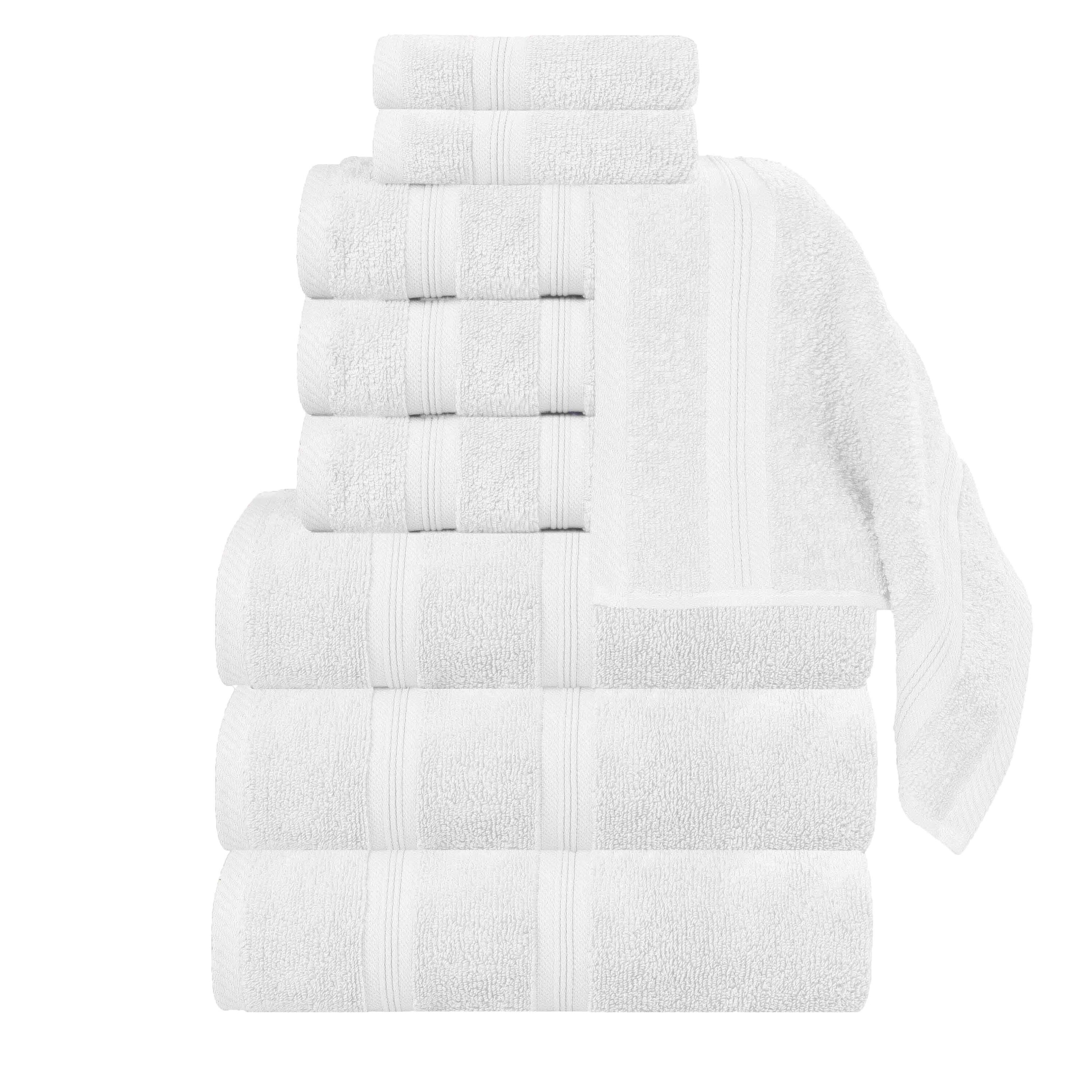 Slickblue 9-Piece Cotton Quick Dry Zero Twist Bath Towel Set with Hand Towels and Washcloths Multiple Color Options