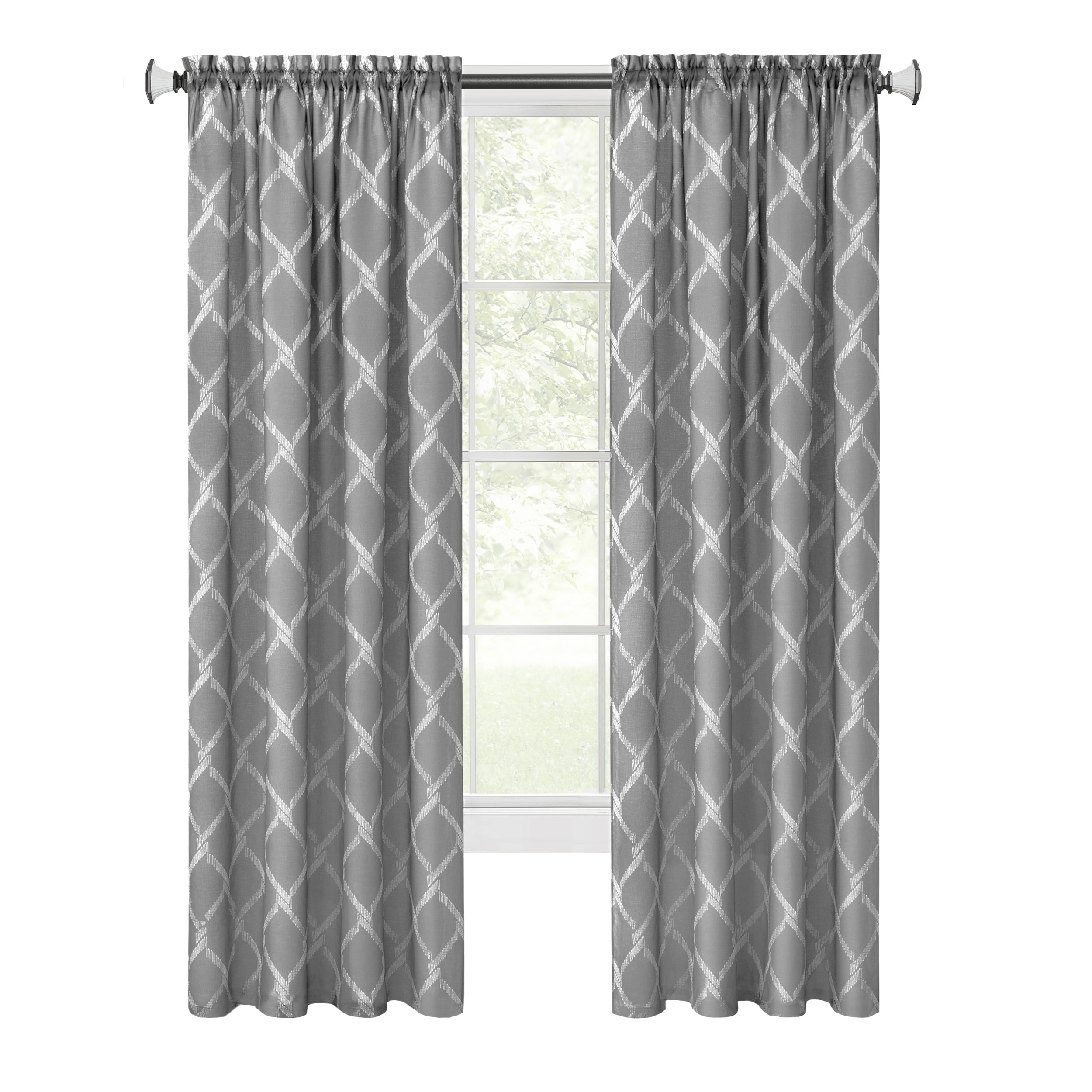 Achim BMPN84GY06 84-Inches Grey Trellis Light filtering Rod pocket Single curtain panel