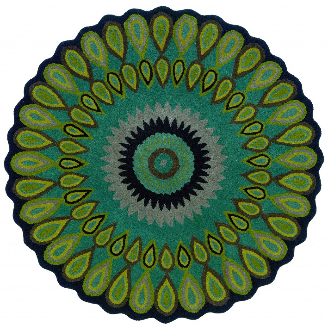 HomeRoots 4000396248 8 x 8 (ft) Wool Green Round Indoor Area rug