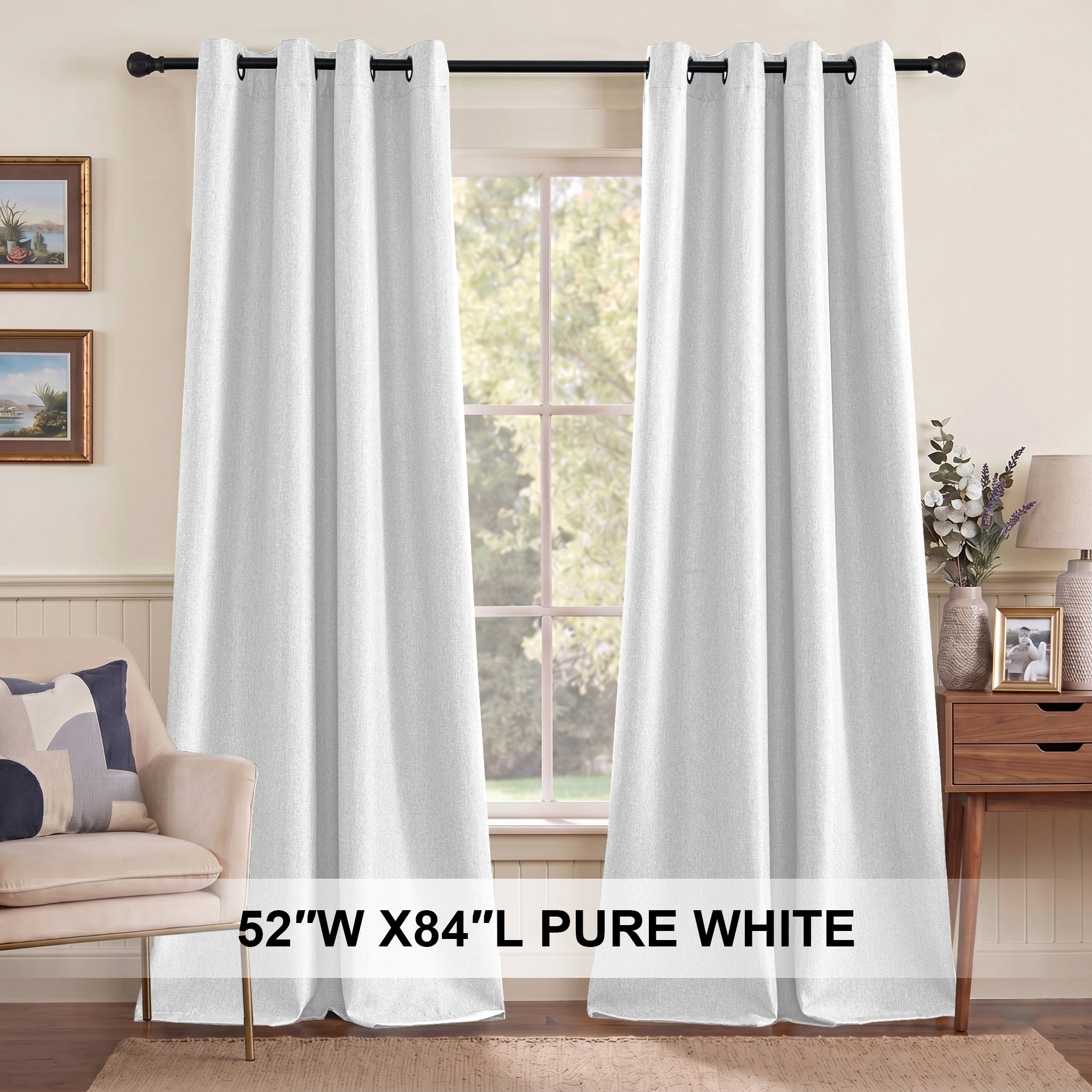 H.Versailtex -  Premium Blackout Single Curtain Panel Grommet Top 52W x 84L Pure White