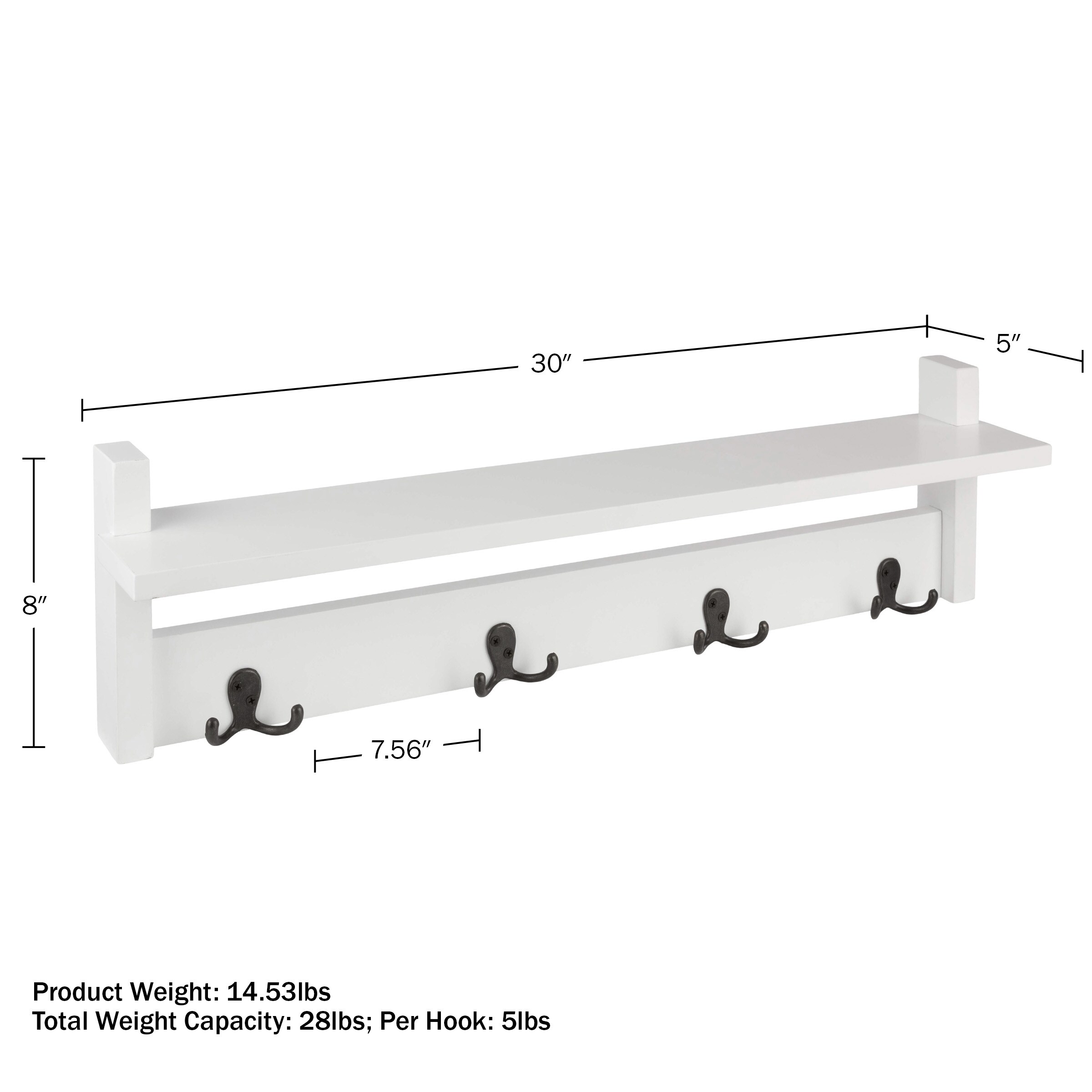 Lavish Home 80-ENTRYHS-8-WHT Decorative-Wall-Hooks - View #6