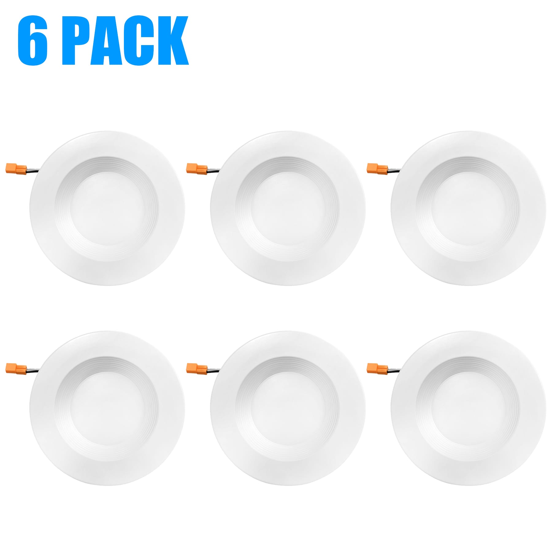 Bieuoram 6 Pack of 6 Inch 1050 Lumens Color Adjustable Integrated LED E26 Base 15W