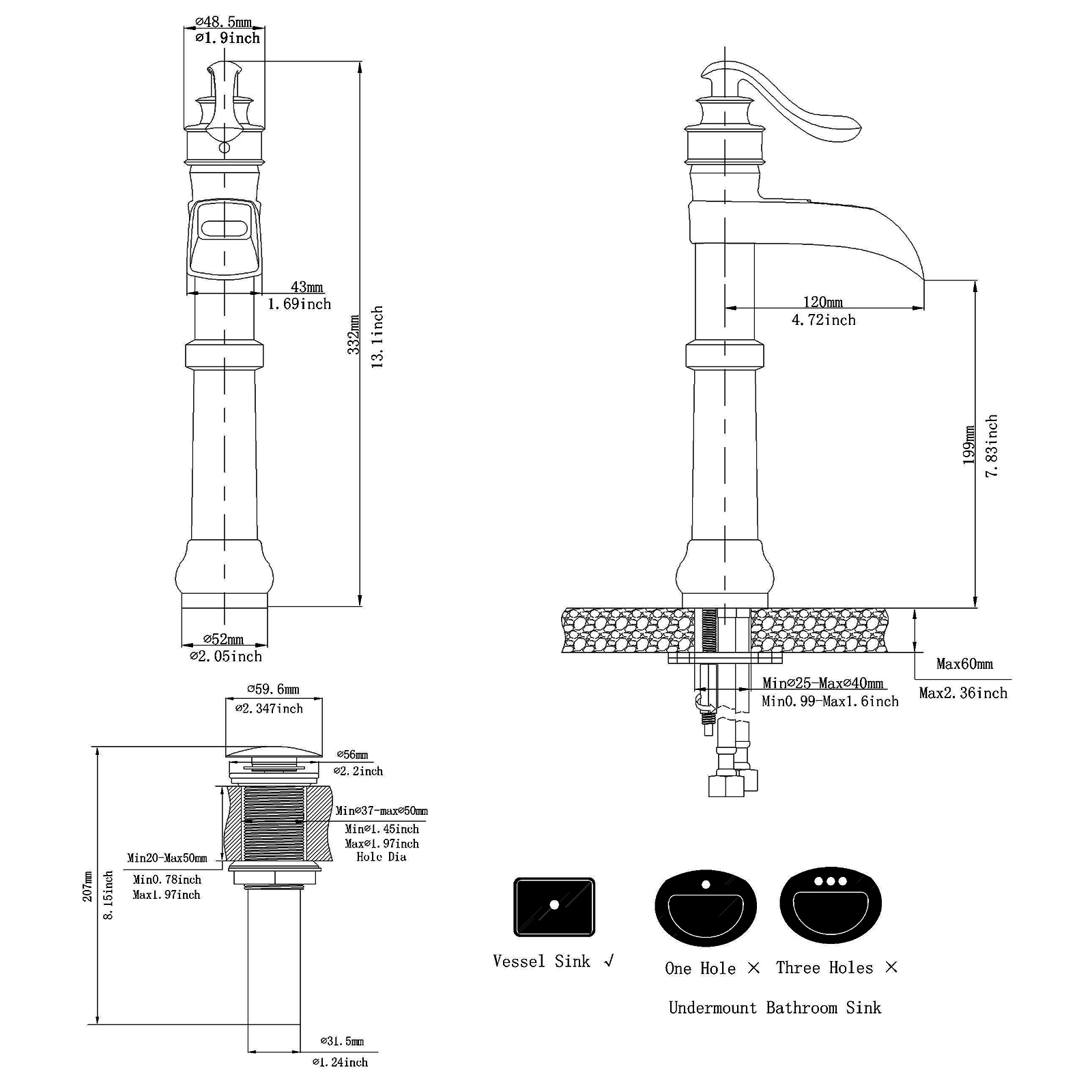 BWE A-96558H-BLACK Lavatory-Faucets - View #9