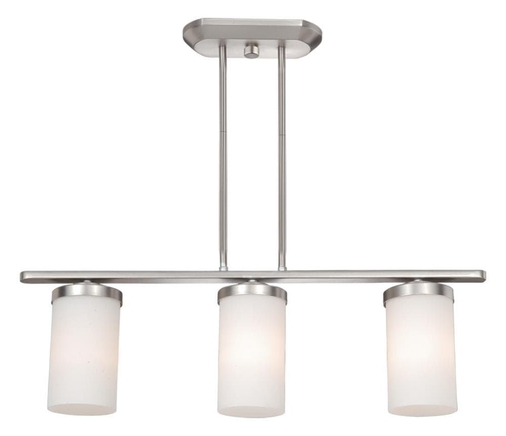 Cascadia Oxford 3-Light Brushed Nickel Transitional Frosted Glass ...