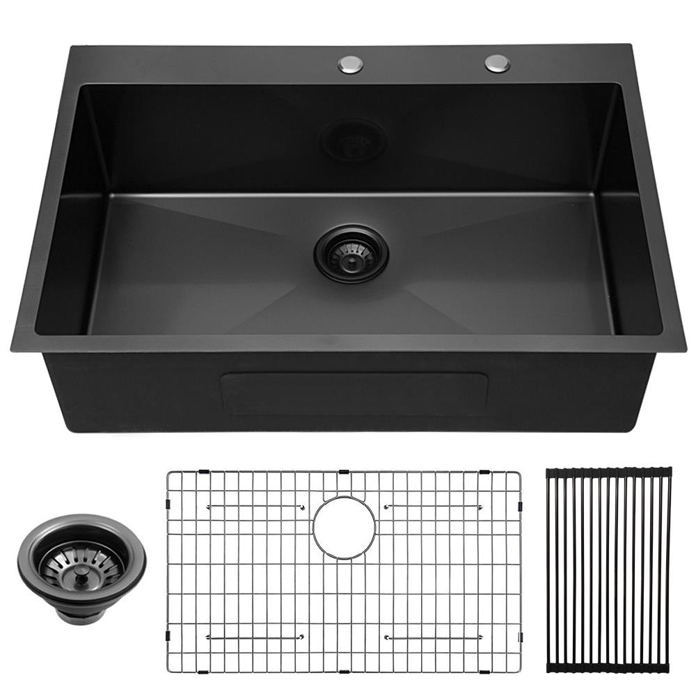 Matrix Decor 30 In Matte Black Kitchen Sink Drop In 25 In X 35 In Black   40806047 