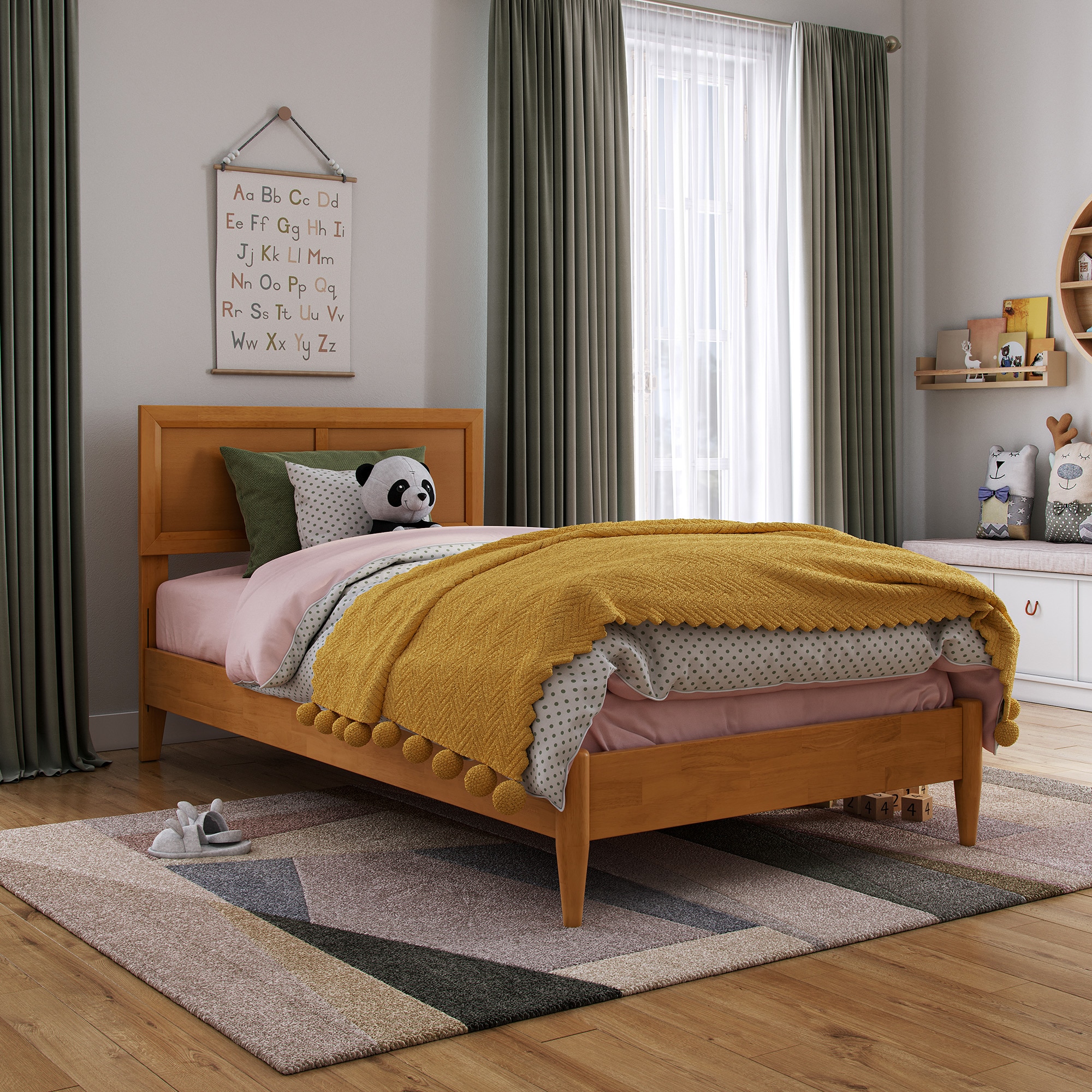 AFI AR847802T Sophia Light Toffee Twin Wood Low-profile Bed