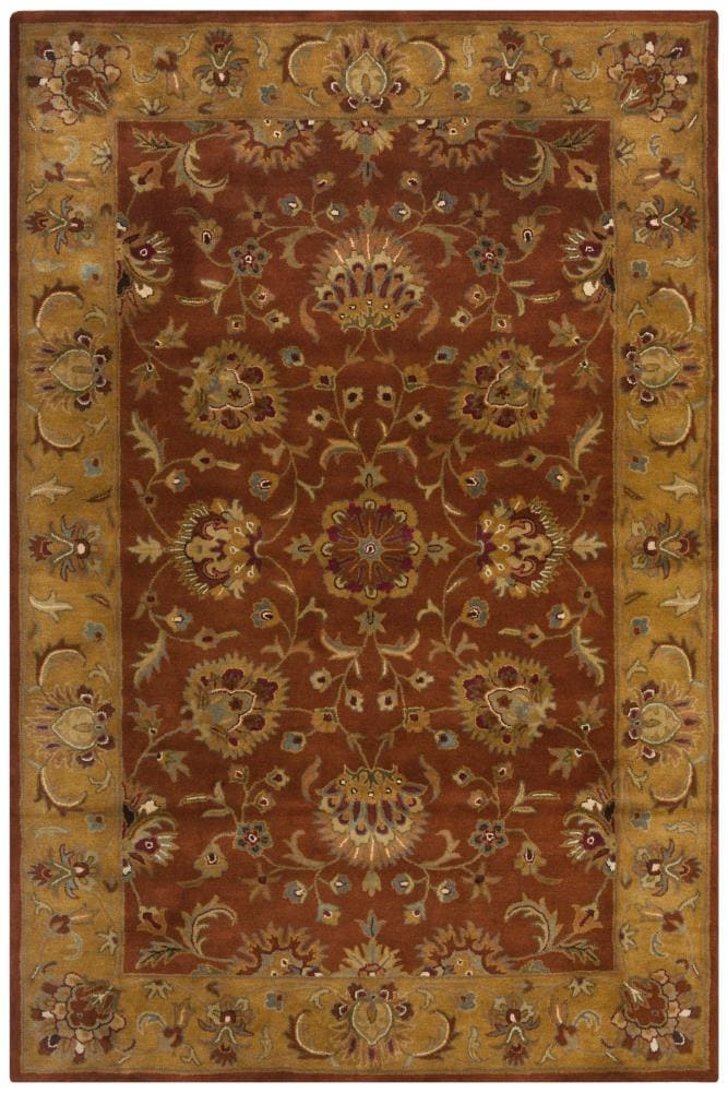 Classic Elegance Hand-Tufted Wool Area Rug in Rich Red, 6' x 9'