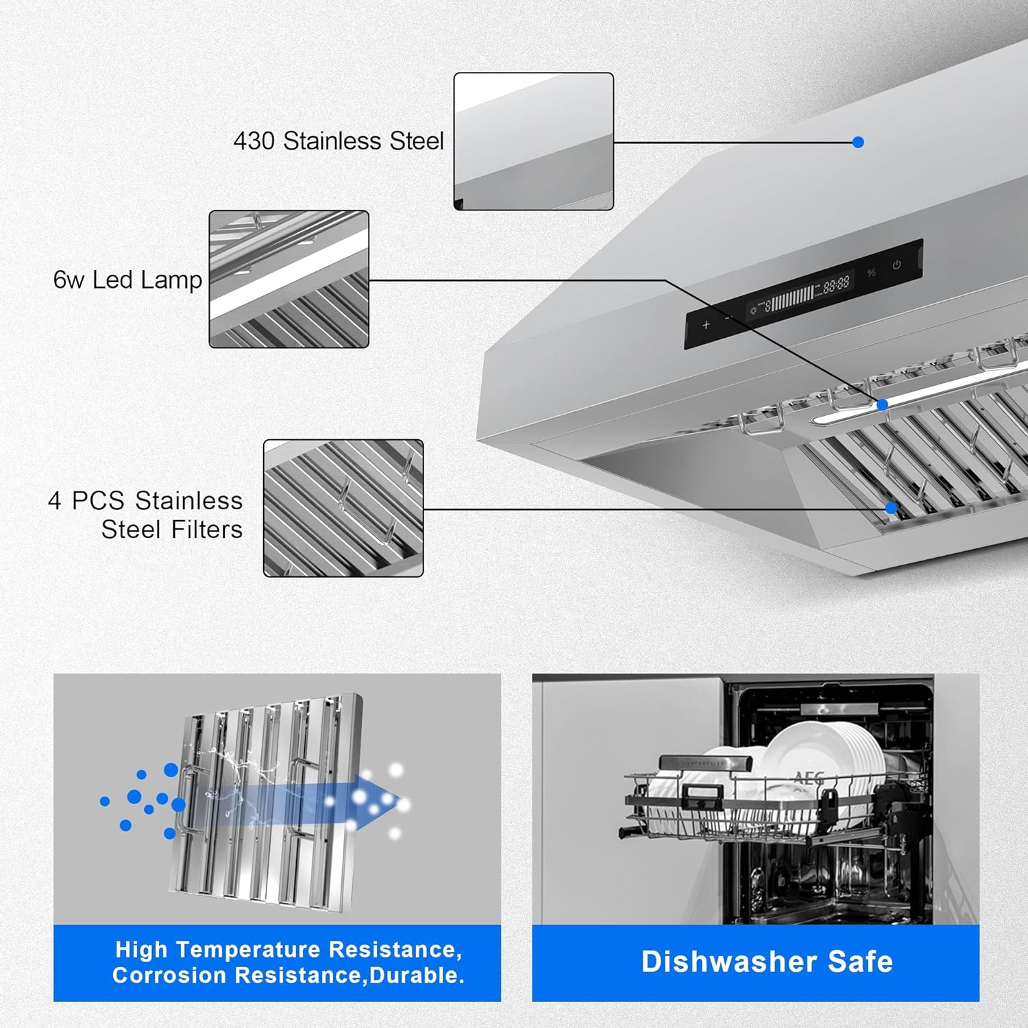 Tieasy 4075G Undercabinet-Range-Hoods - View #4