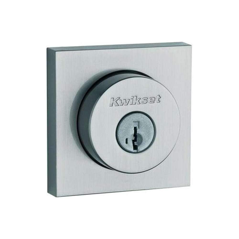 Kwikset 158SQTS.STRKP Halifax Square Rose Single Cylinder Deadbolt SmartKey with 6AL Latch and Square Corner, Round Corner and 5303 Round Corner Full Lip Strikes KA3 #158SQT-26DS.STRKP