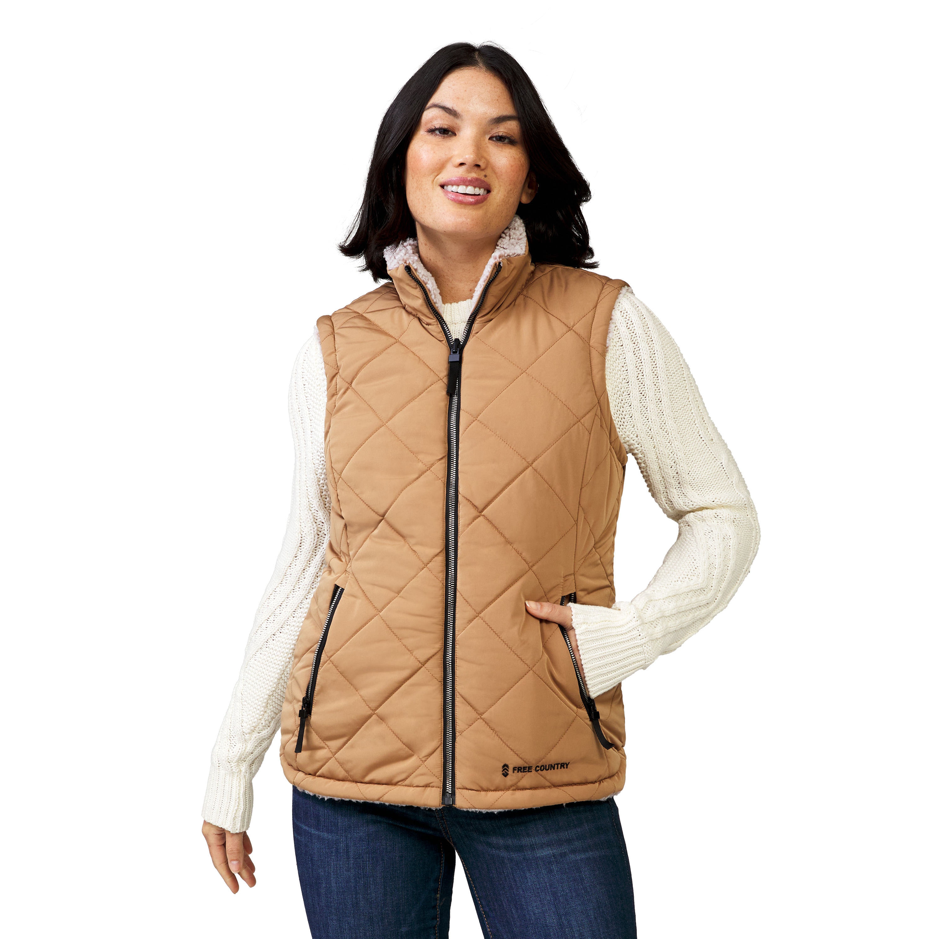 Free Country 513LOF4610RCAMEL M Women's Gold Polyester Reversible Vest M