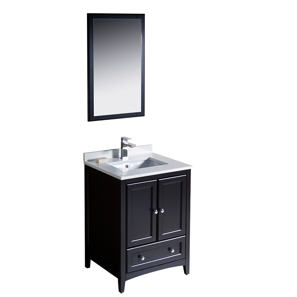 Espresso 24" Freestanding Single Sink Vanity Set with Mirror