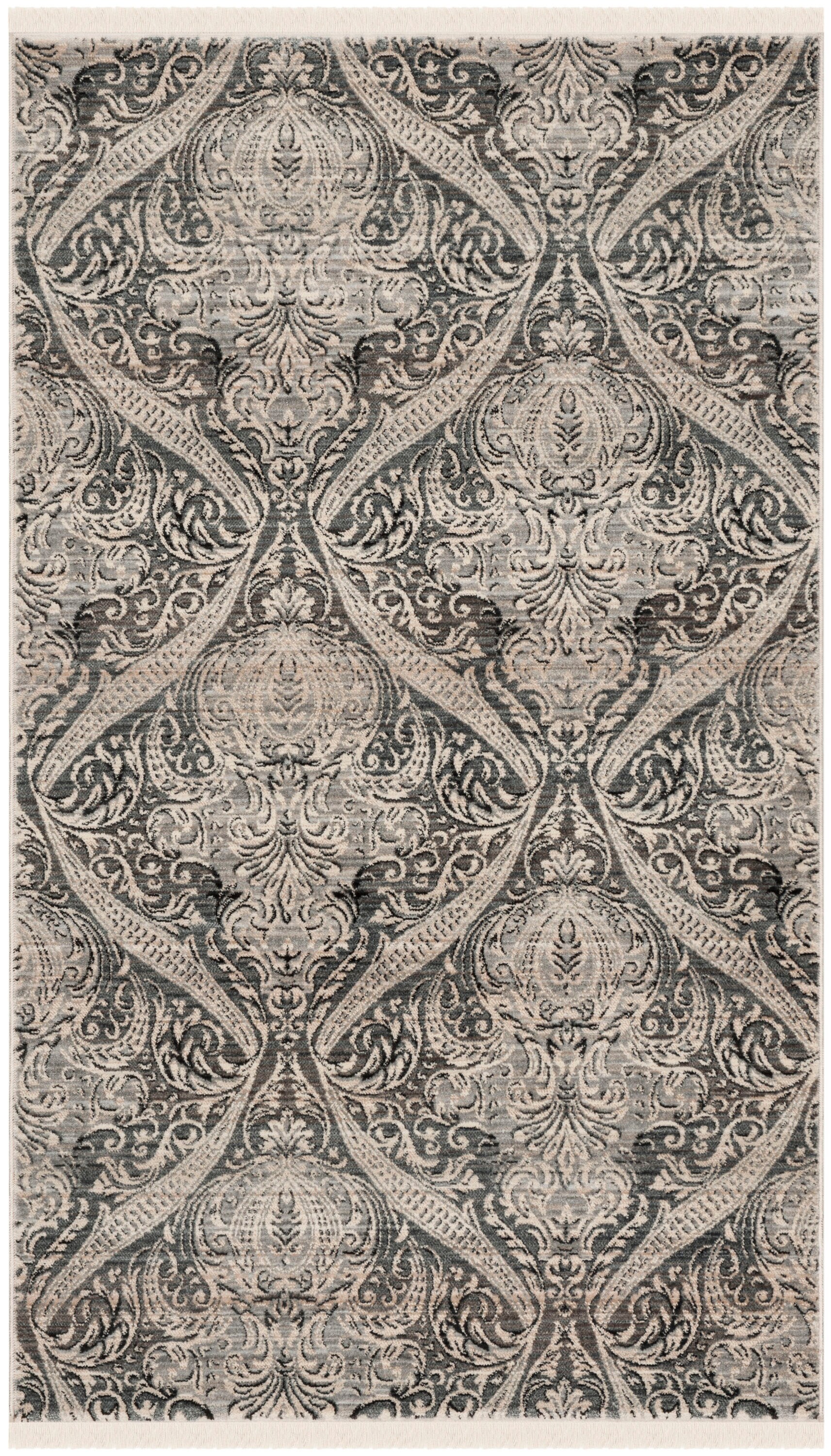 Reversible Gray Synthetic 4' x 6' Rectangular Area Rug