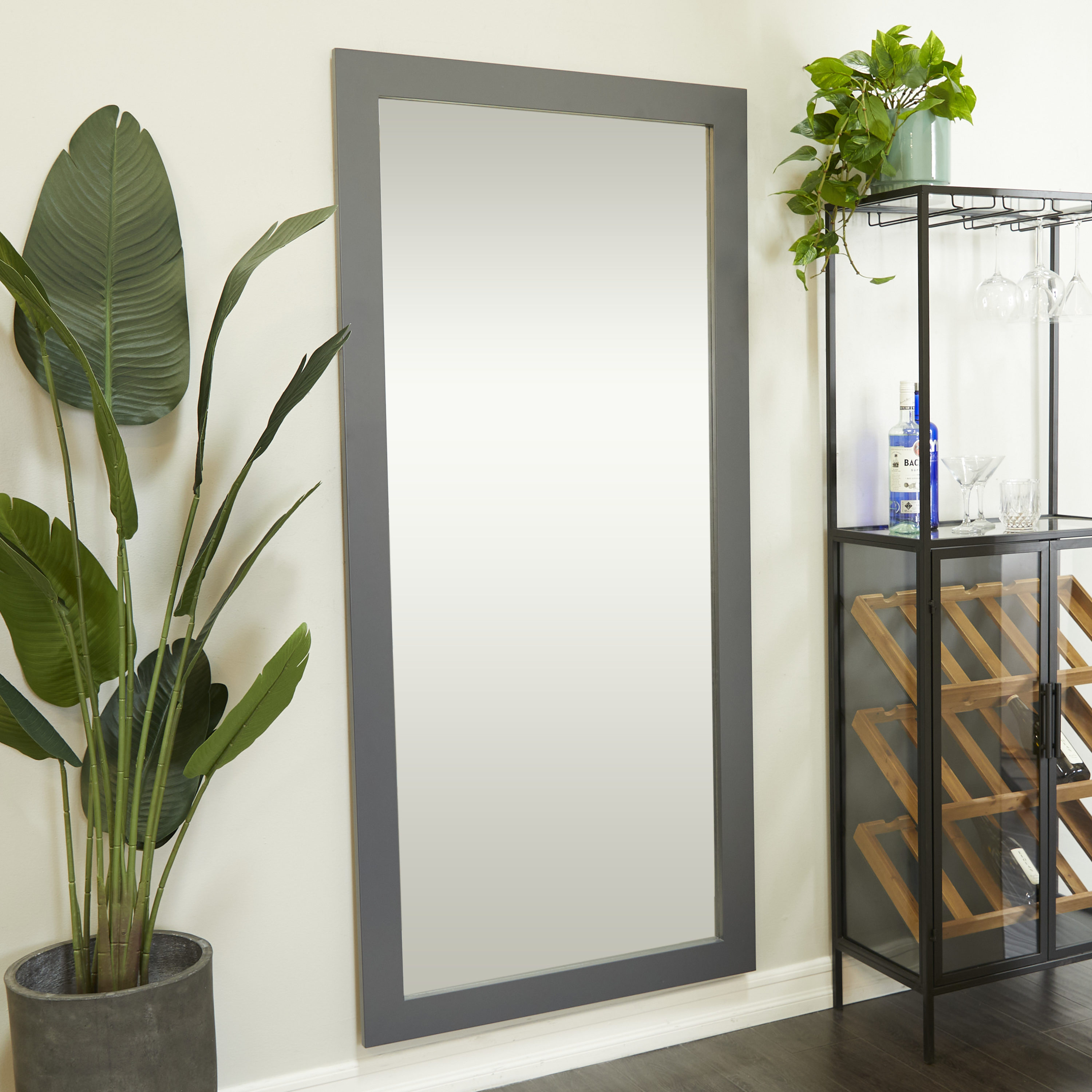 Grayson Lane 79172 33-Inches W x 70.0-Inches H Rectangle Gray Framed Full Length Wall Mirror