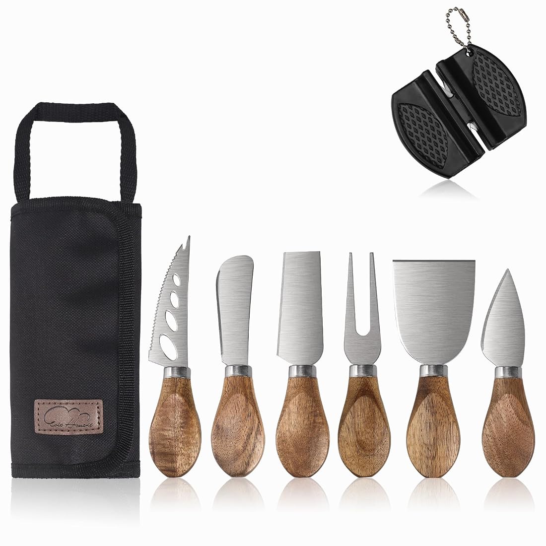 Aoibox 6 Piece Charcuterie Cheese Knife Set with Acacia Wood Handles and Stainless Steel Blades with Bag Kit #LAB58SA5