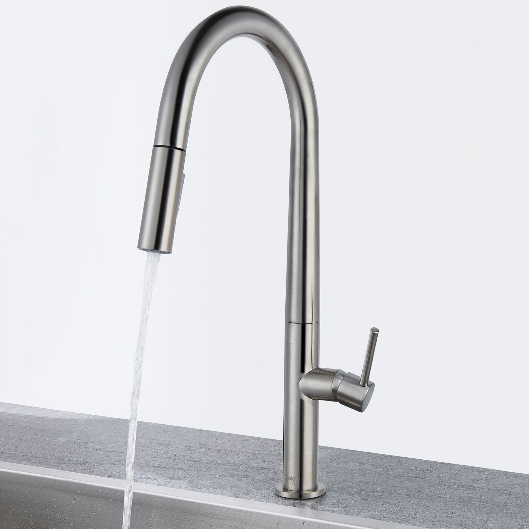 AKDY Brushed Nickel Single Handle Pull-down Kitchen Faucet with Sprayer ...