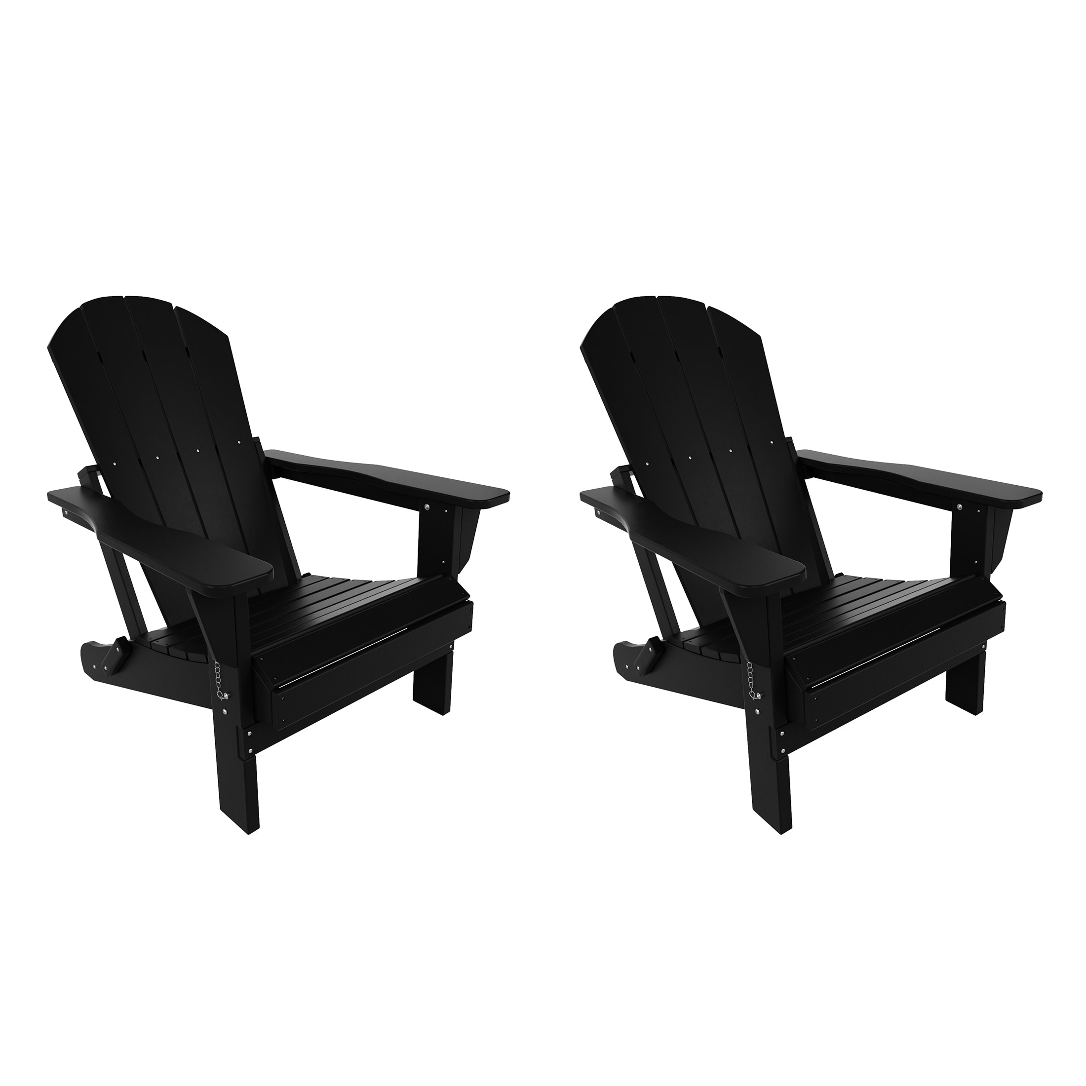 Sleek Black Polyethylene Folding Adirondack Chair Set