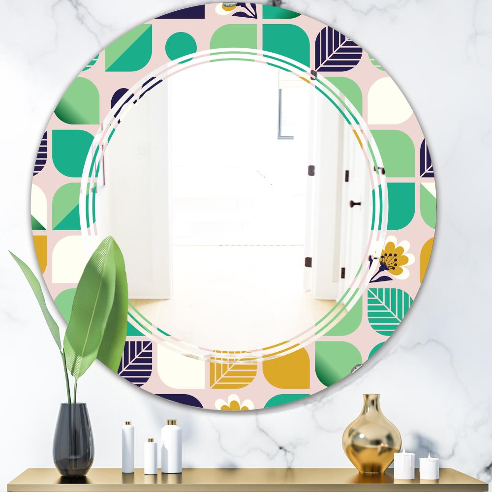 Designart Designart Mirrors 31.5-in W x 31.5-in H Round Green Polished ...
