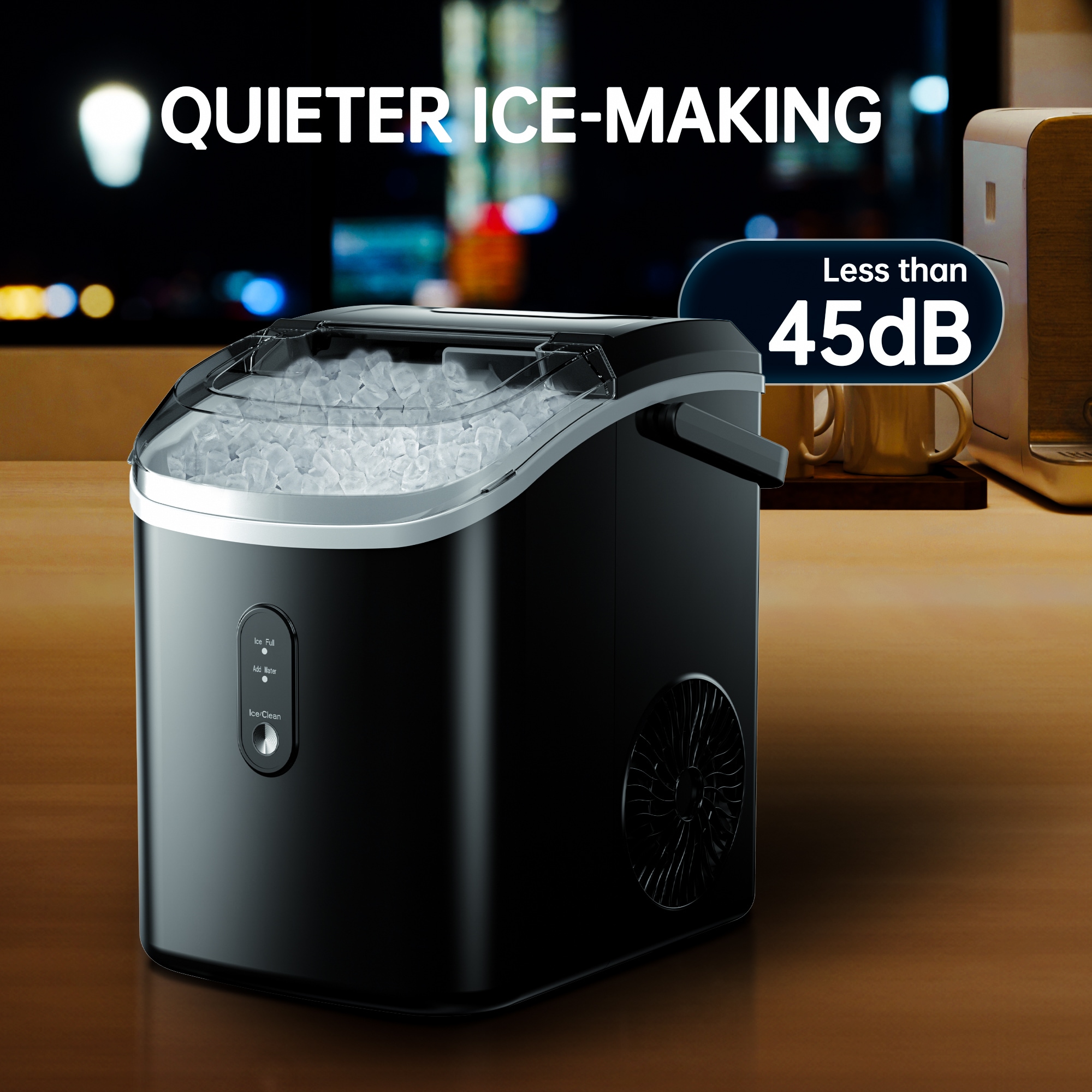 SIMZLIFE 34-lb Countertop or Portable Nugget/Pebble Ice Maker (Black ...