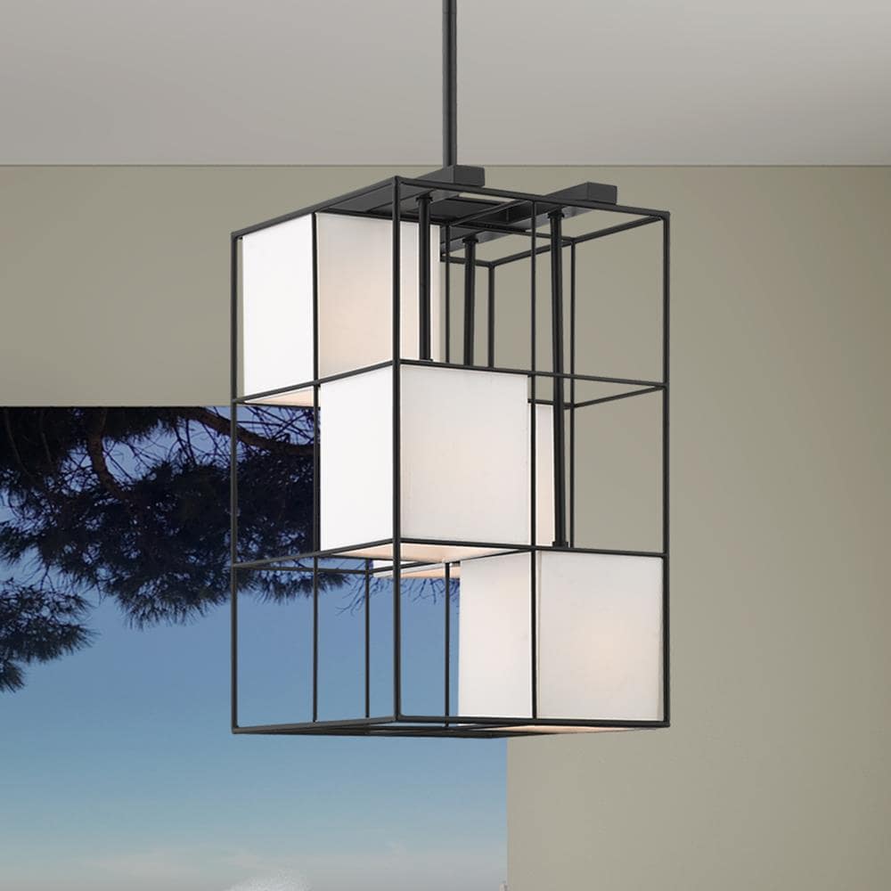 Trondheim 4-Light Crystal & Black Fabric Shade Pendant
