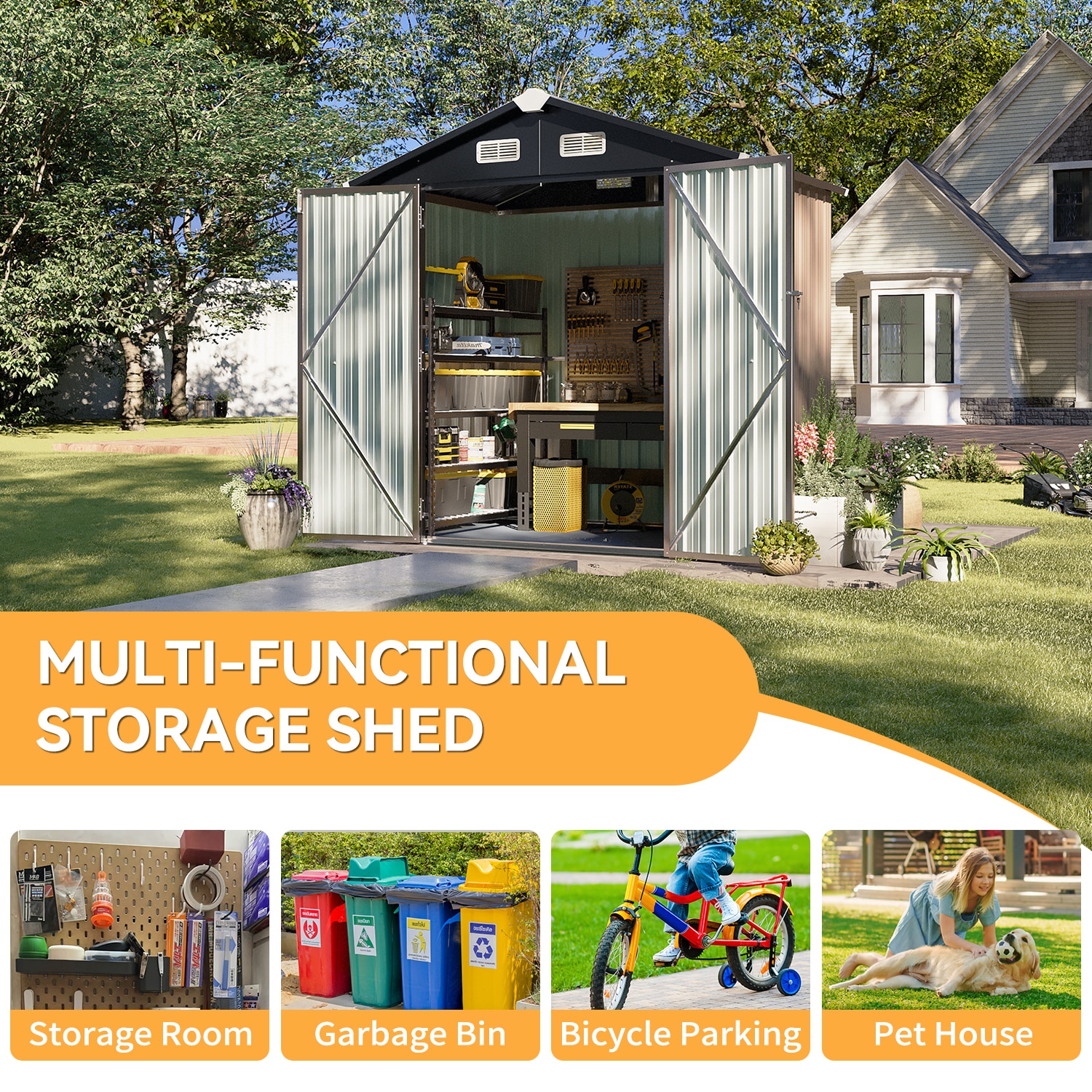 AOXUN AX-40716R Metal-Storage-Buildings-Sheds - View #5