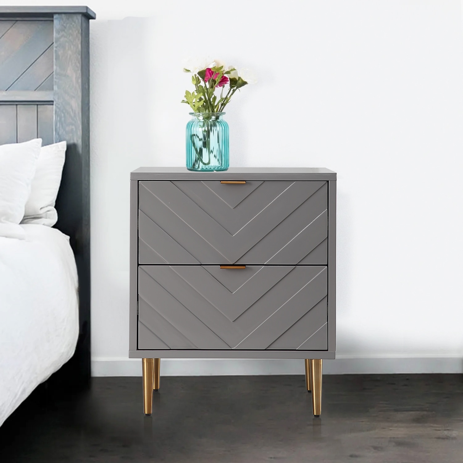 CASAINC WF-BEC-1472P-GY Gray Nightstand