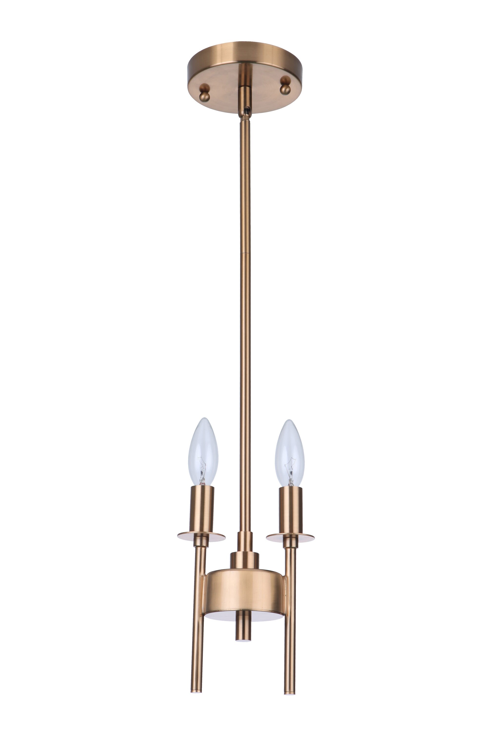 Craftmade 54392-SB Larrson 2 -Light Satin Brass Transitional Cylinder Mini Hanging Pendant light