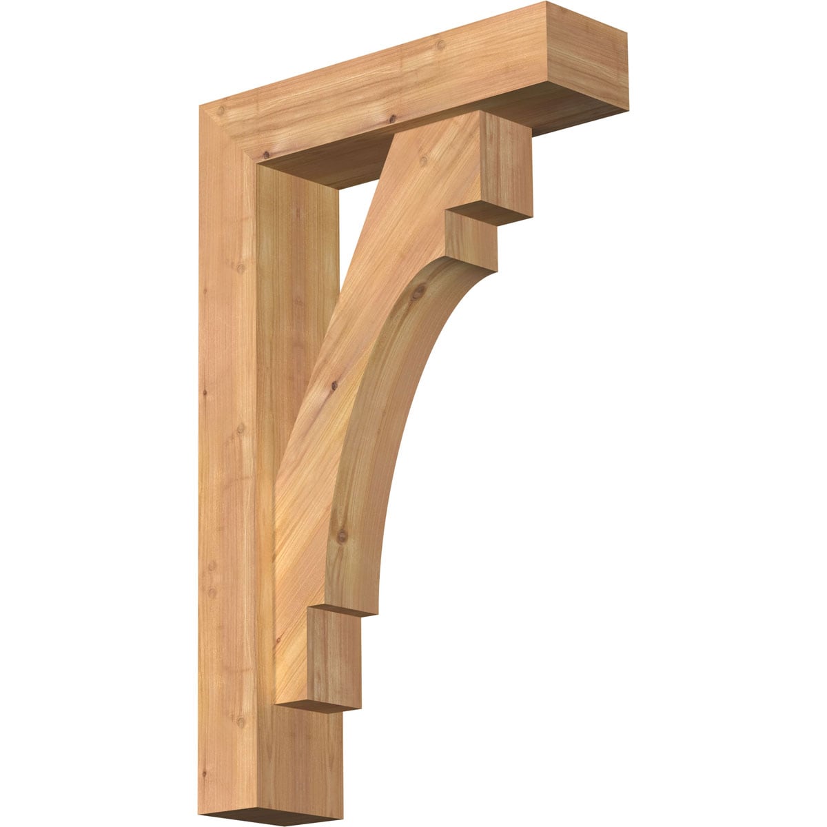 Ekena Millwork 1463140 Merced Block Smooth Bracket with Offset Brace 5-1/2-in x 20-in x 32-in Western red cedar Brown Wood Standard bracket