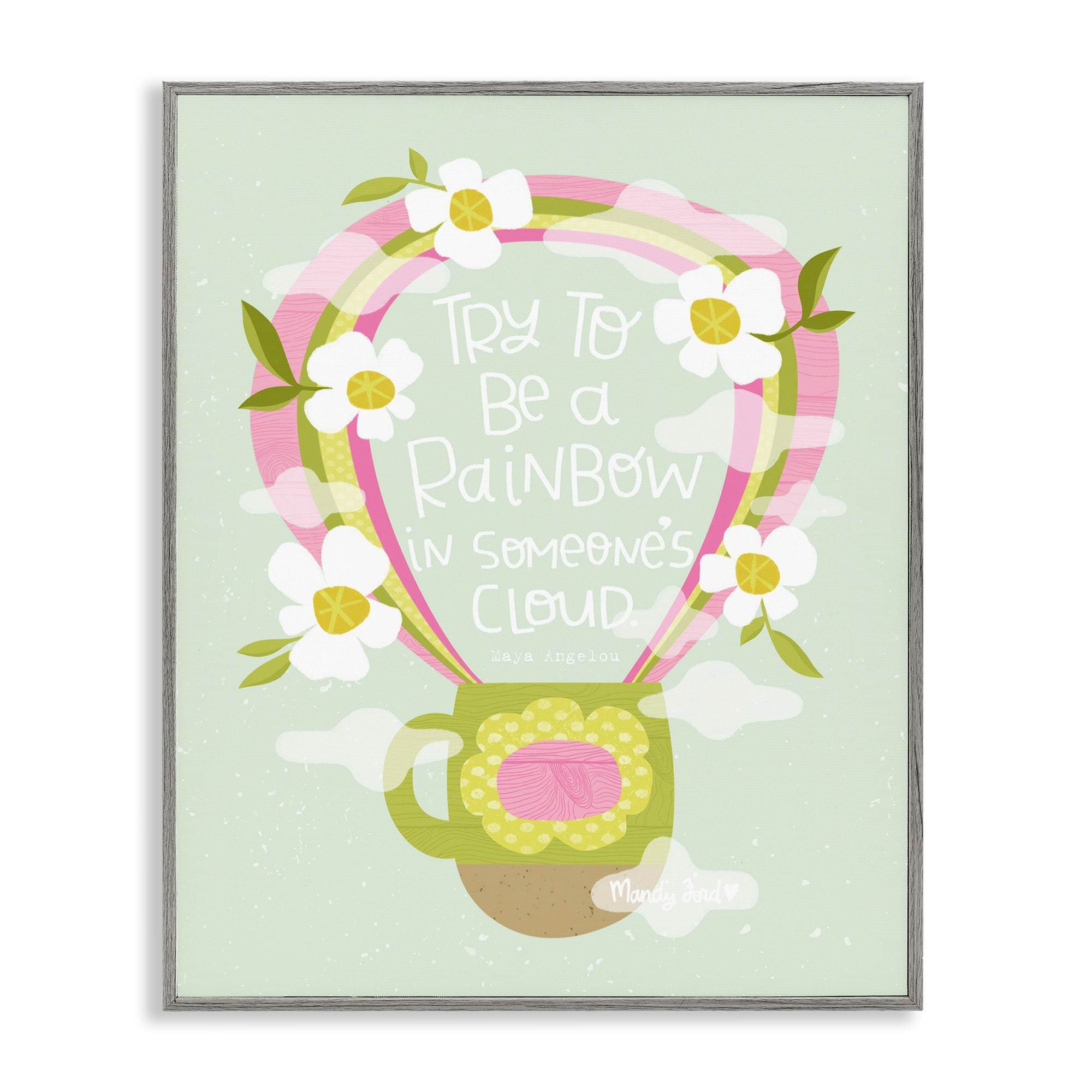 Stupell Industries BS-325-GFF-24X30 Rainbow in Someone's Cloud Gray Framed Giclee Art By Mandy Ford Art + Illustration 24 x 30