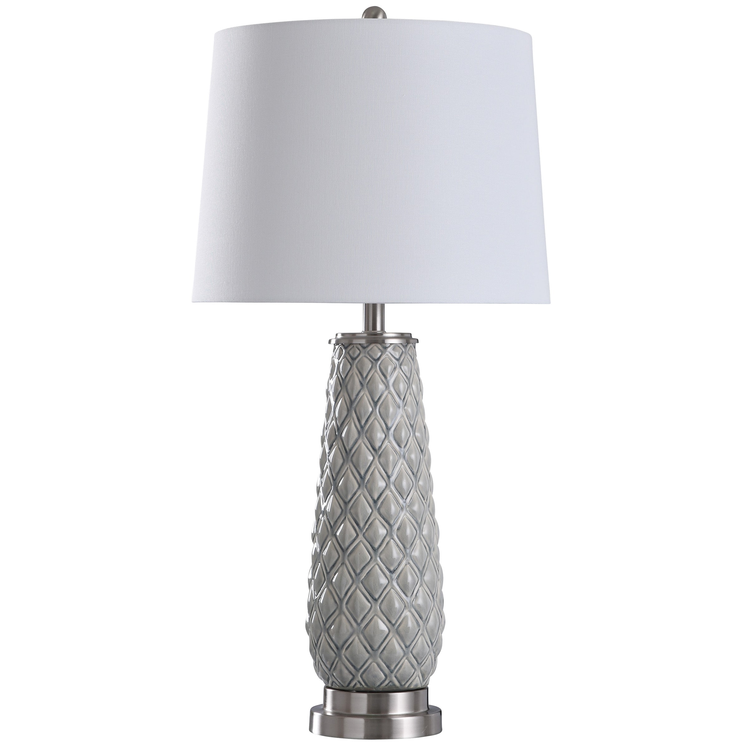 StyleCraft Home Collection Hanson 32-in Light Gray 3-Way Table Lamp with Fabric Shade