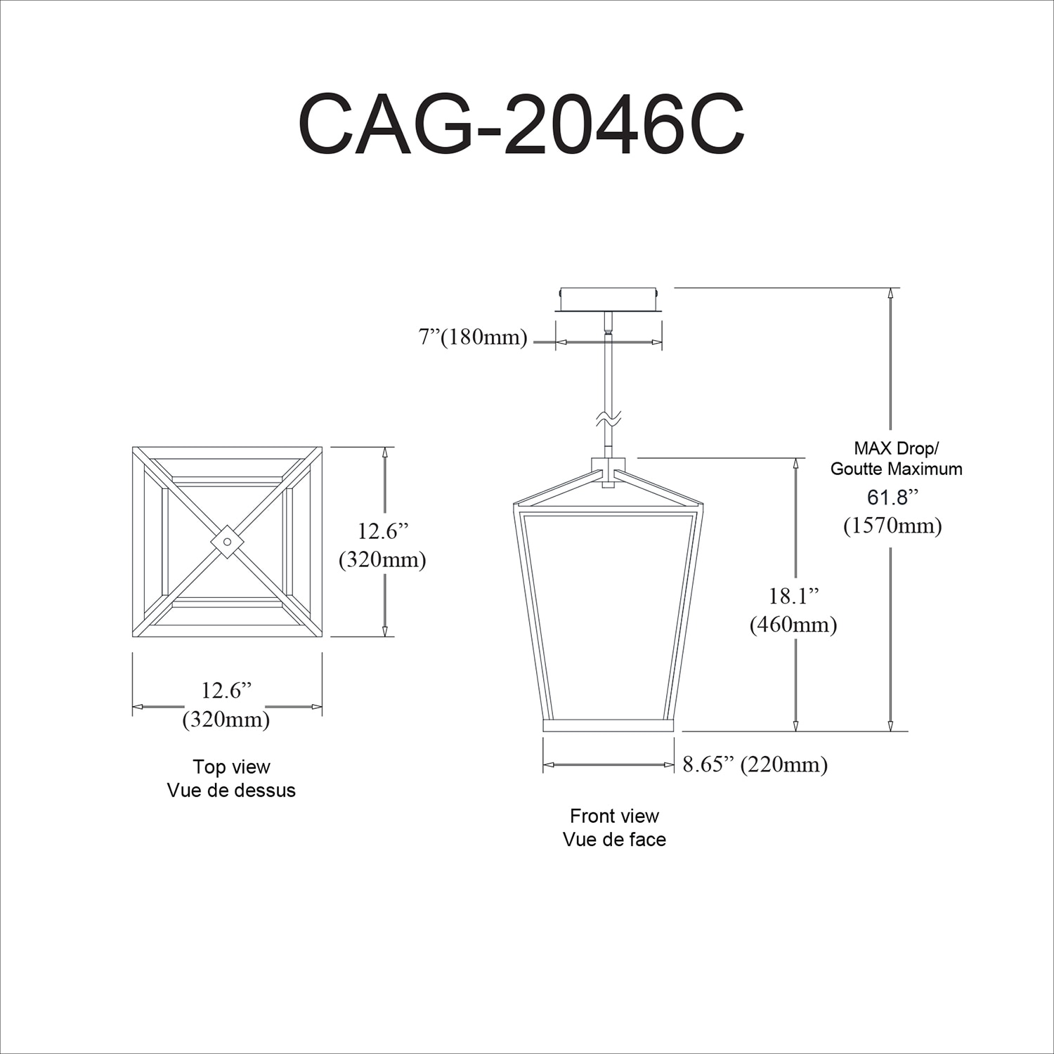 Aged Brass Matte Black 13" LED Drum Chandelier with White Diffuser