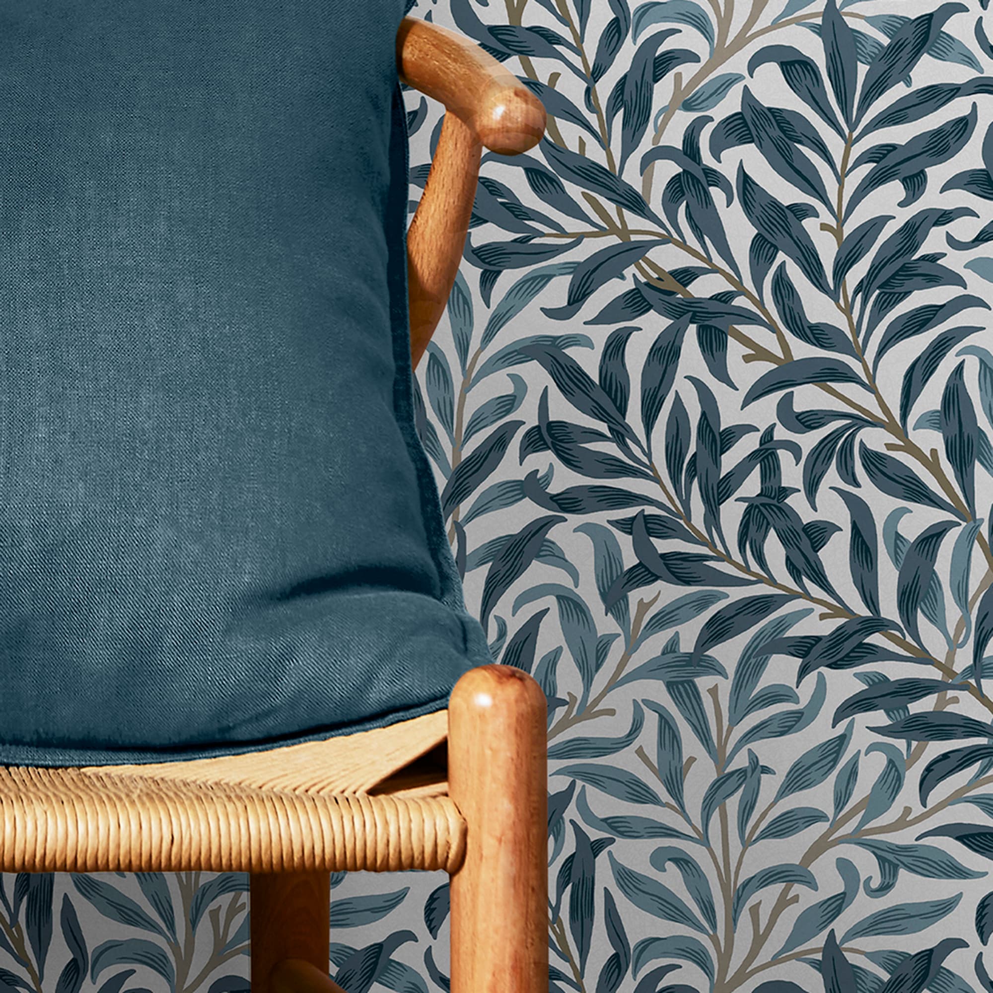 William Morris at Home Willow Bough White & Blues Wallpaper Sample