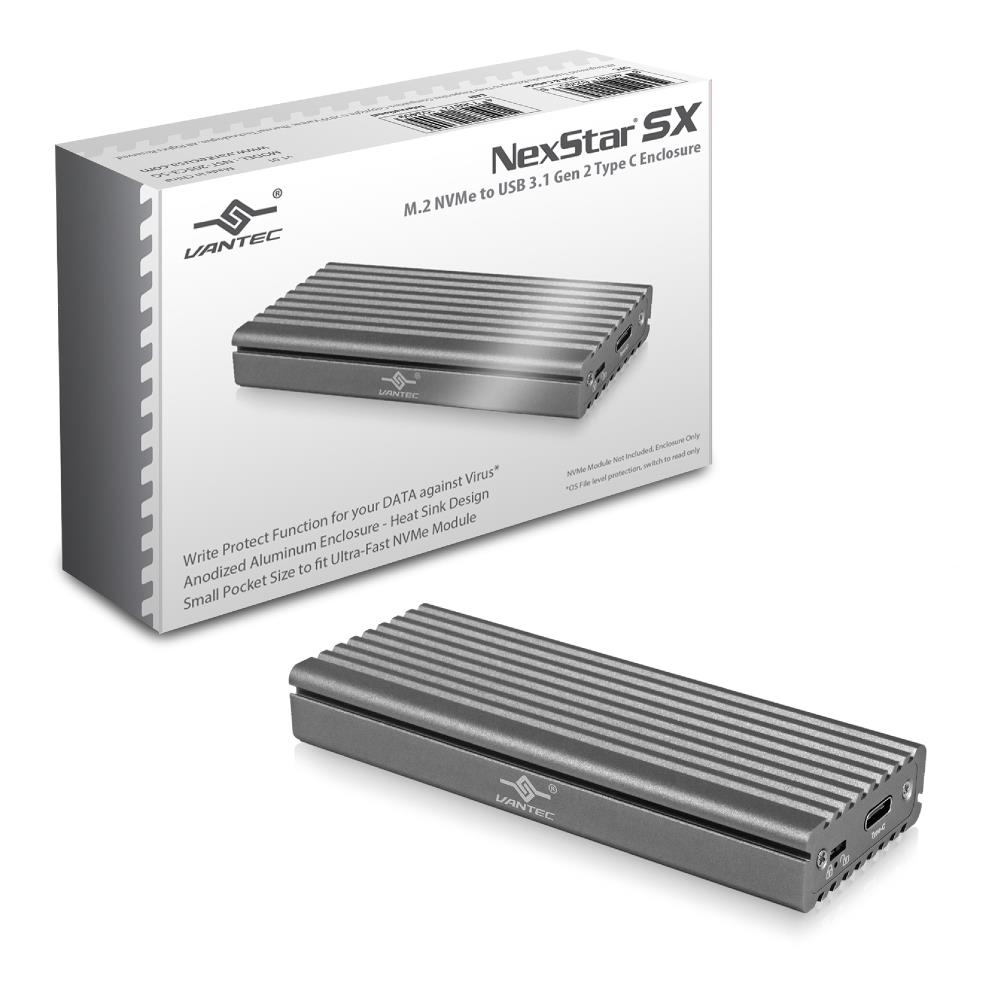  AZTY23313 Vantec Thermal Technologies NST-205C3-SG RD M.2 NVMe Solid State Drive to USB 3.1 Gen 2 Type C Enclosure Hard Drive