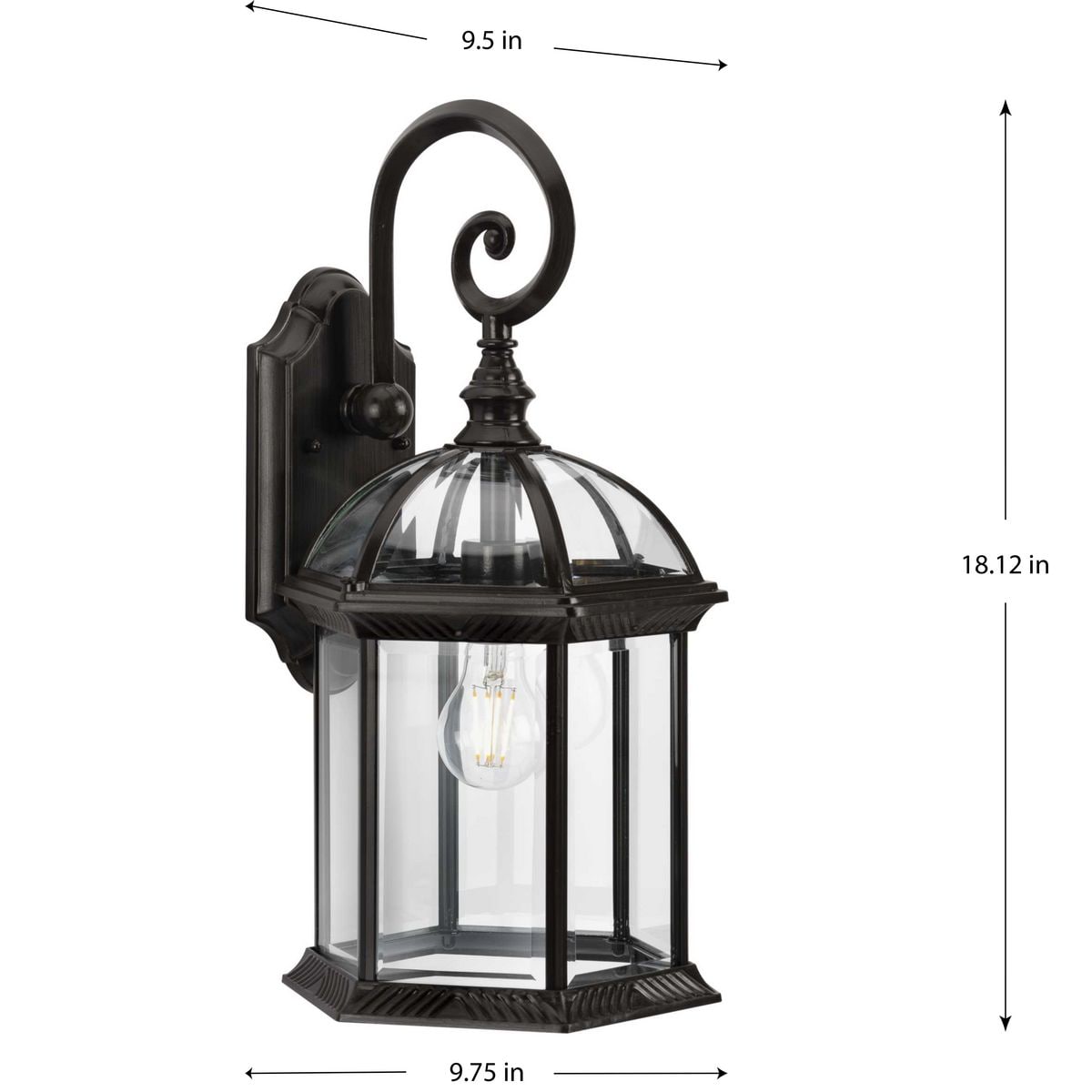Antique Bronze 18" Outdoor Wall Lantern with Clear Glass