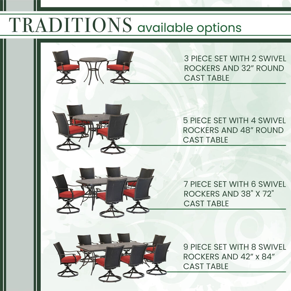 Hanover TRADDNWB7PCSWC-RED Patio-Dining-Sets - View #6