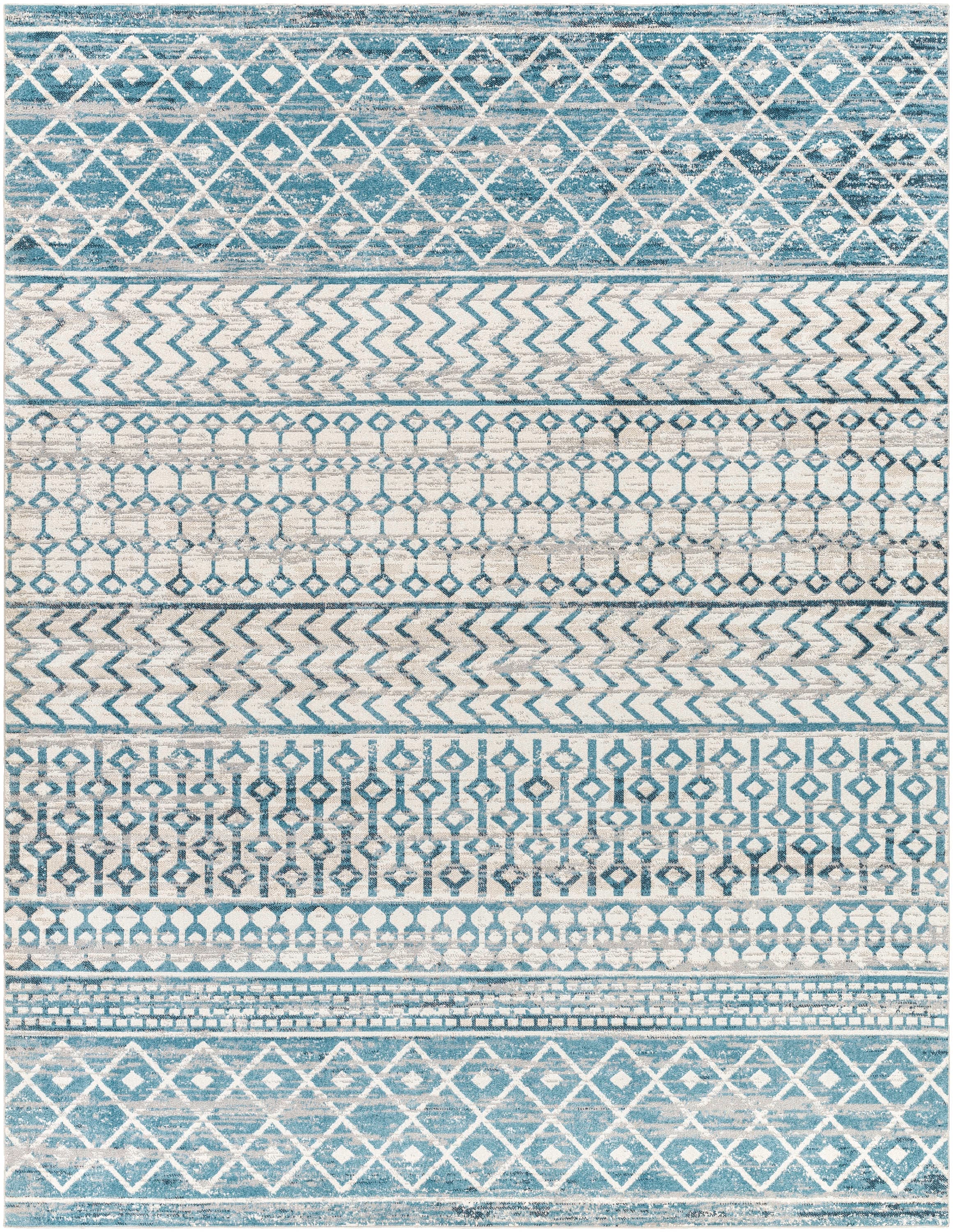 Livabliss LVR2334-71010 Lavadora 8 x 10 (ft) Polyester Light Blue Rectangular Indoor Tribal Global Machine washable Area rug