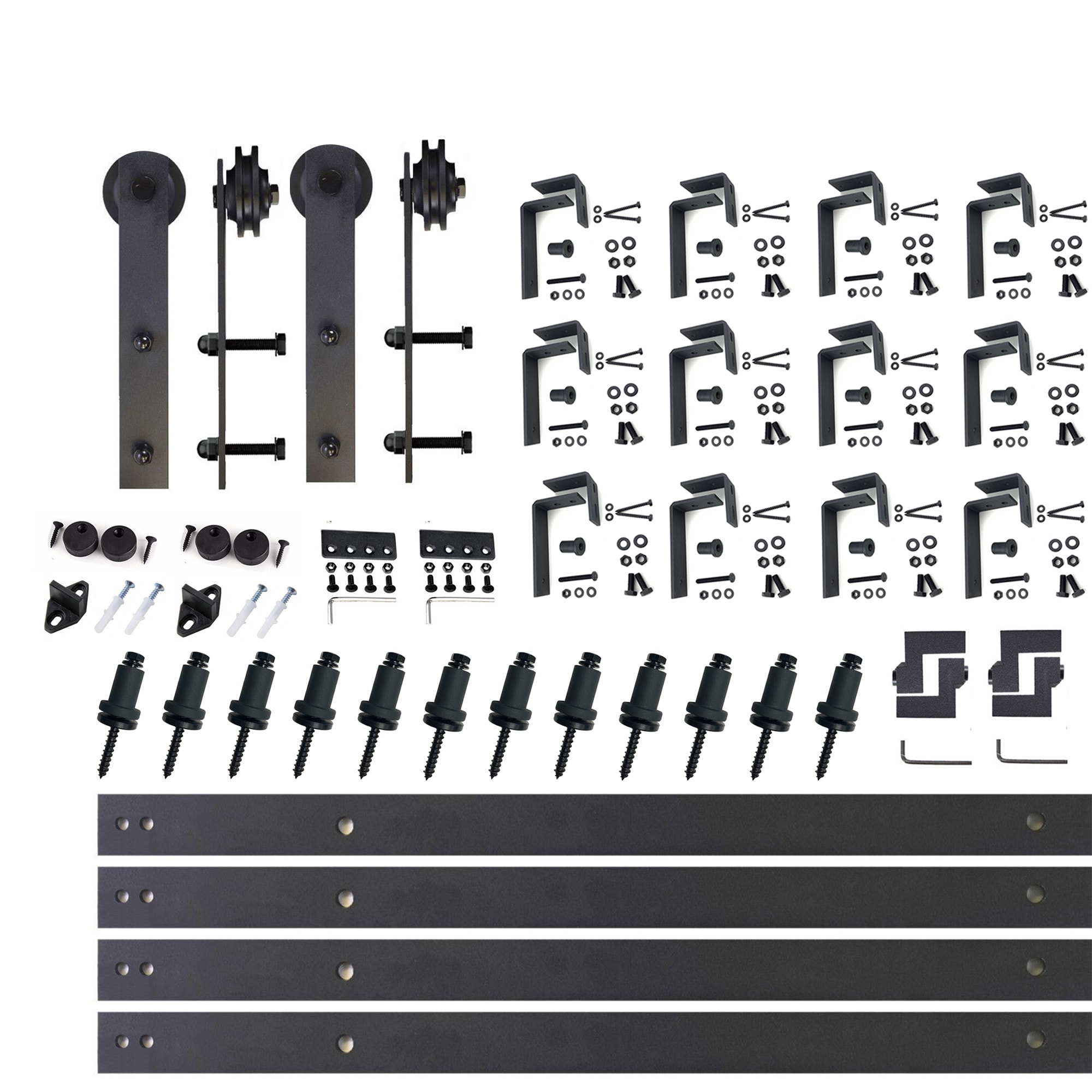 HOMACER 192-in Rustic Black Indoor I-strap Double Bypass Barn Door Hardware Kit ZT4TGH192C Sansujyuku sansujyuku.com