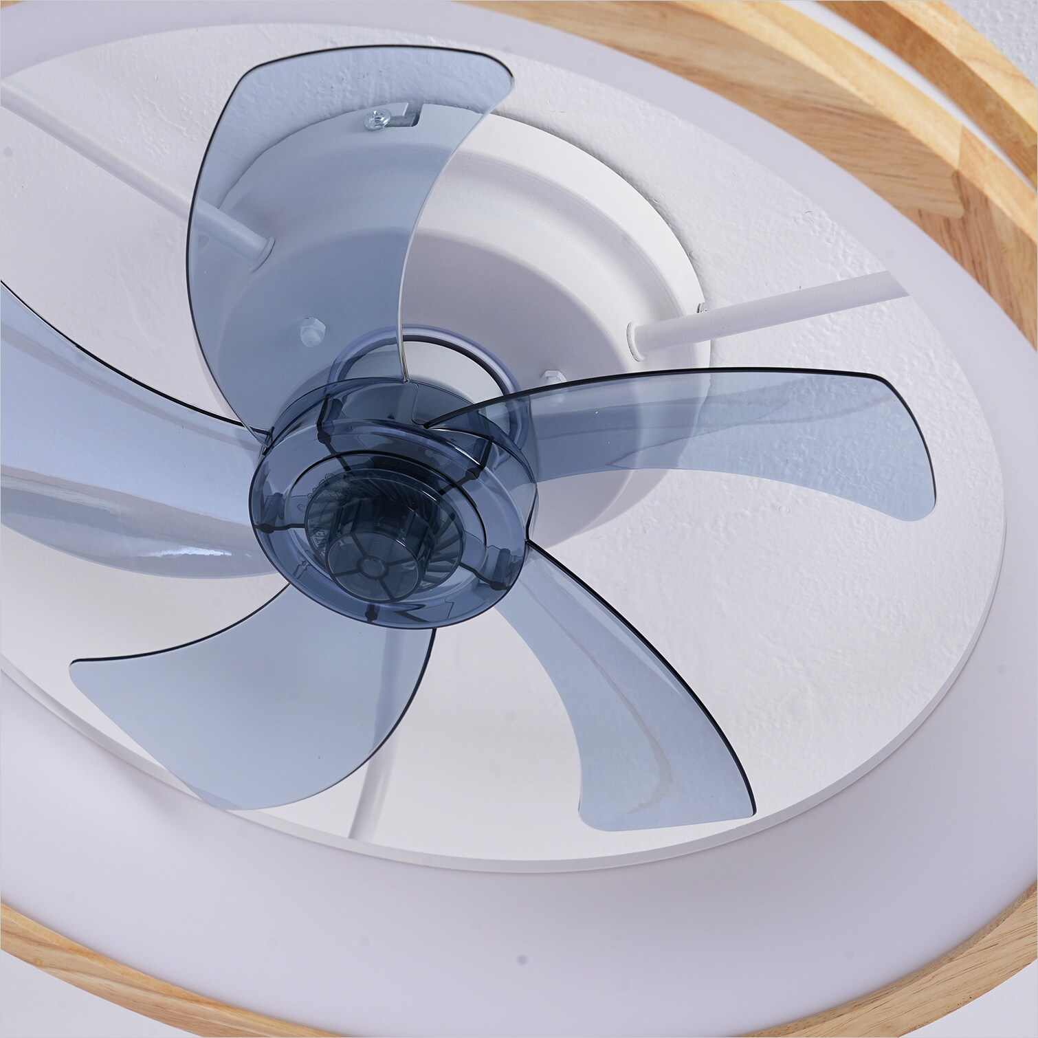 FlowLuxe Ceiling Fan with Natural Wood and White PC and Wood Remote ...
