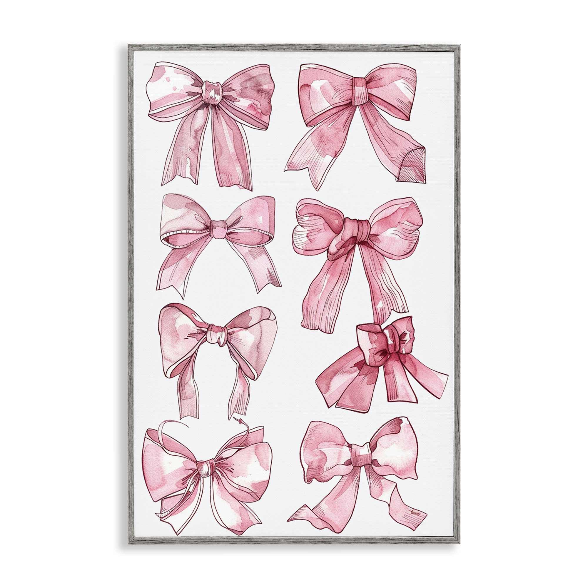Stupell Industries BT-674-GFF-20X30 Various Ribbons in Pink Framed Giclee design by LSR Design Studio