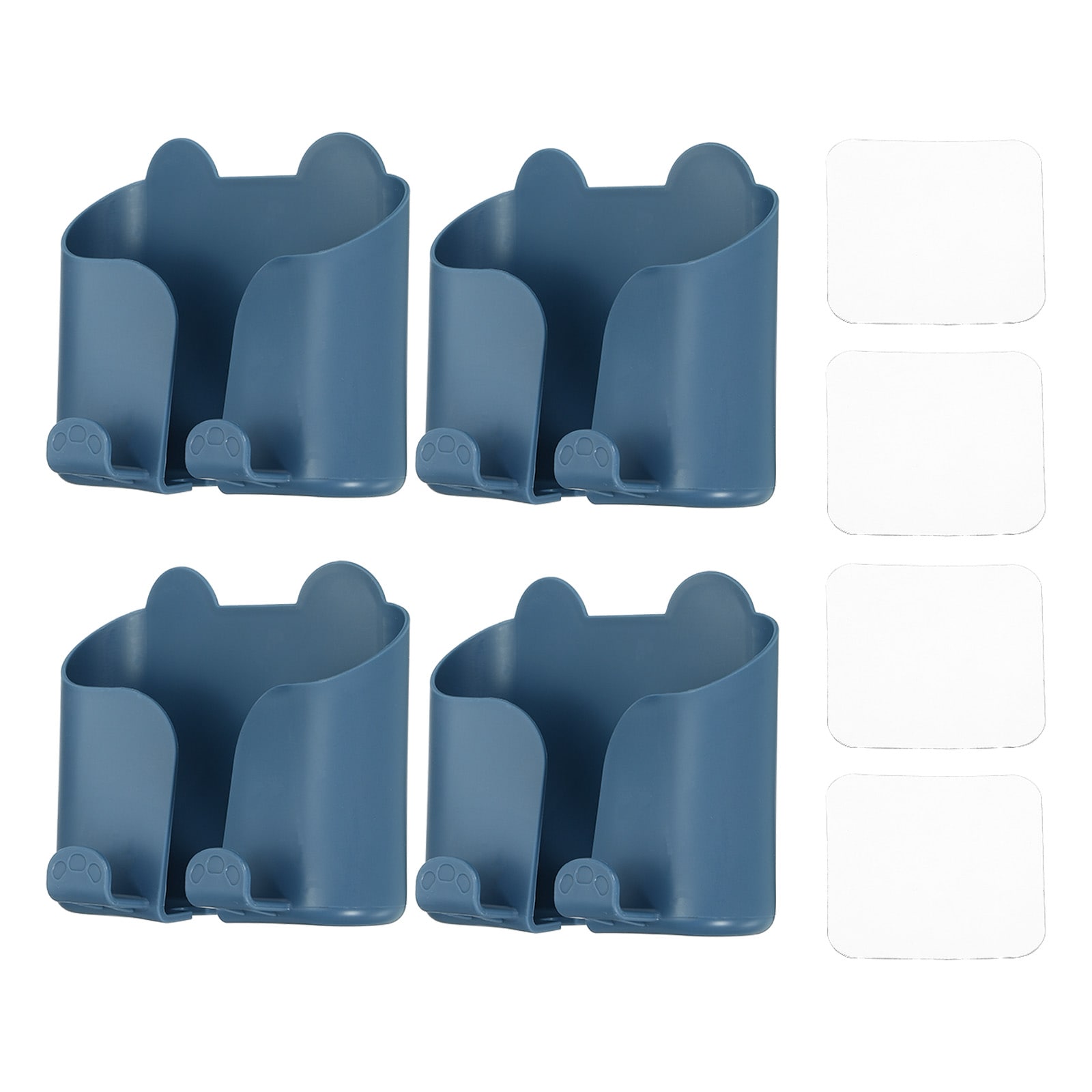 PATIKIL Remote Control Holders/4 Pack Wall Mount Media Storage Box Self Adhesive Wall Organizer for TV Air Conditioner Remotes/Blue