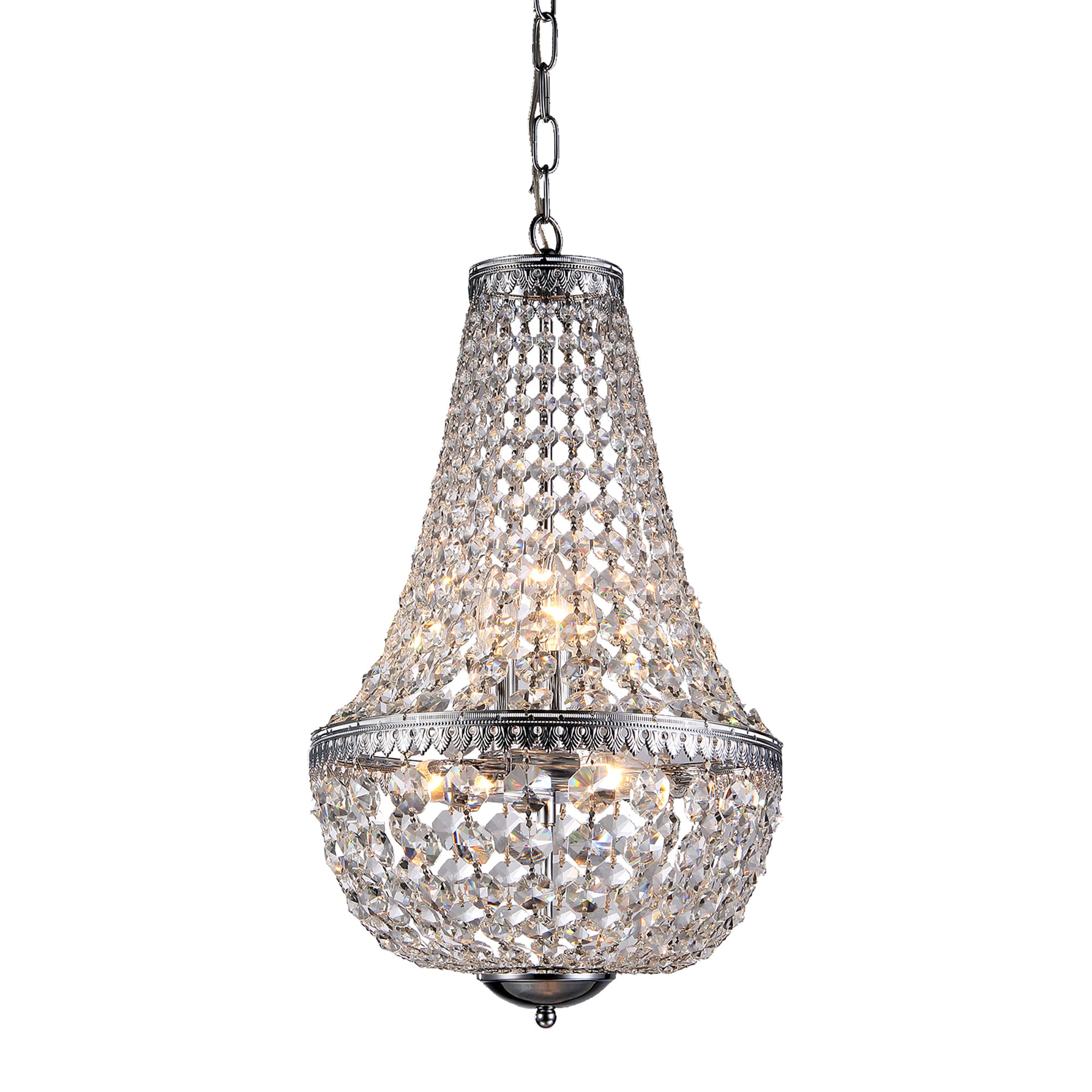 Edvivi EPJ401CH 6 -Light Burnished Chrome Glam Crystal For Use in Bedrooms, Dining Rooms, Foyers, Kitchens, Living Rooms Chandelier