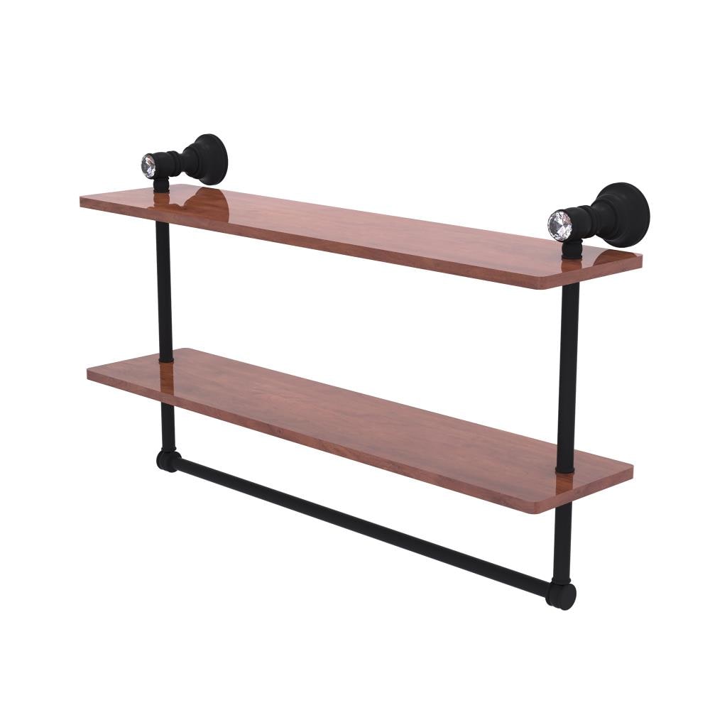 Allied Brass CC-2-22-TB-IRW-BKM Carolina Crystal Matte Black 2 -Tier Wall mount Bathroom Shelf ( 22-in x 12.8-in x 5-in )