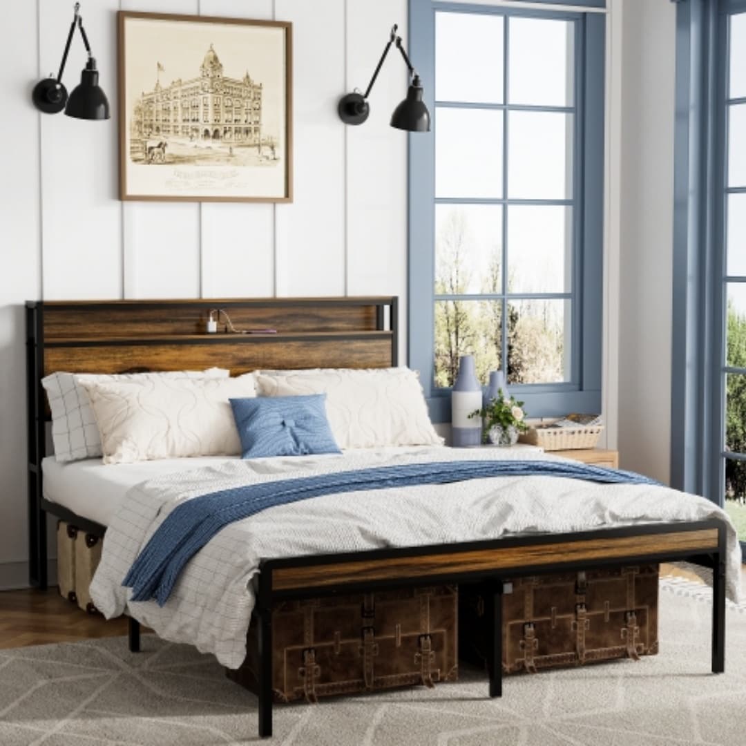 ZAKLOOP WU1903P151337 Black Queen Metal Platform Bed